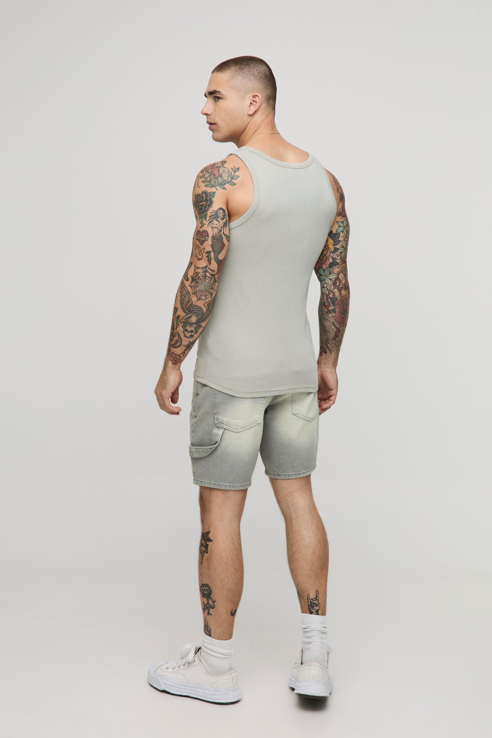 Slim Fit Tinted Carpenter Denim Shorts | boohooMAN USA Product Image