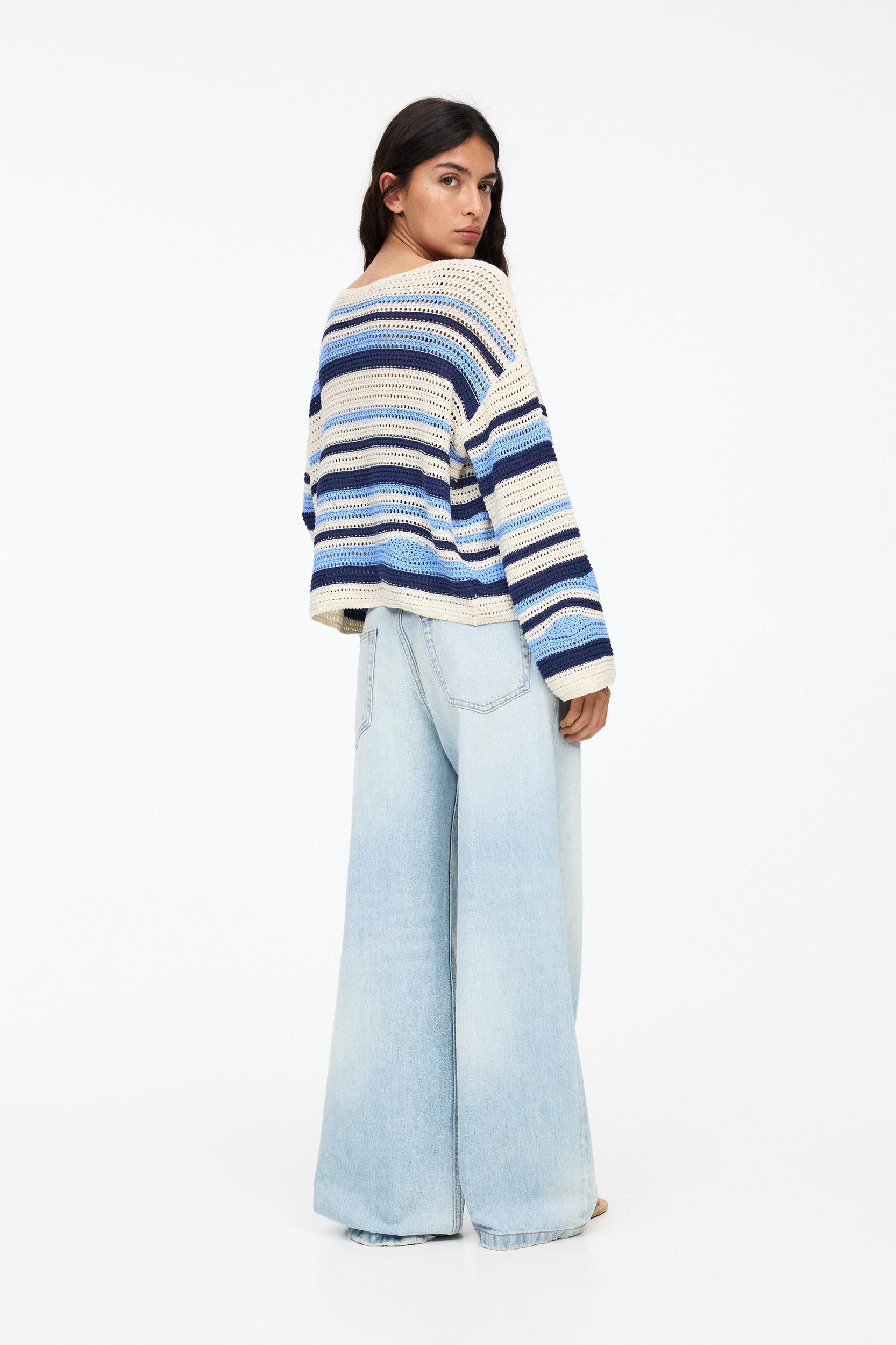 Striped crochet cardigan Product Image