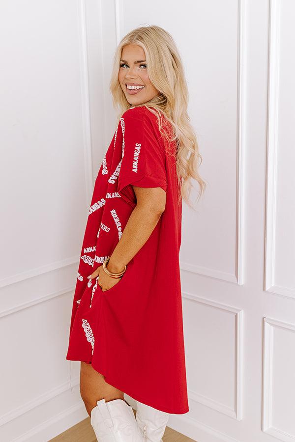 School Spirit Sequin Embroidered Mini Dress in Arkansas Curves Product Image