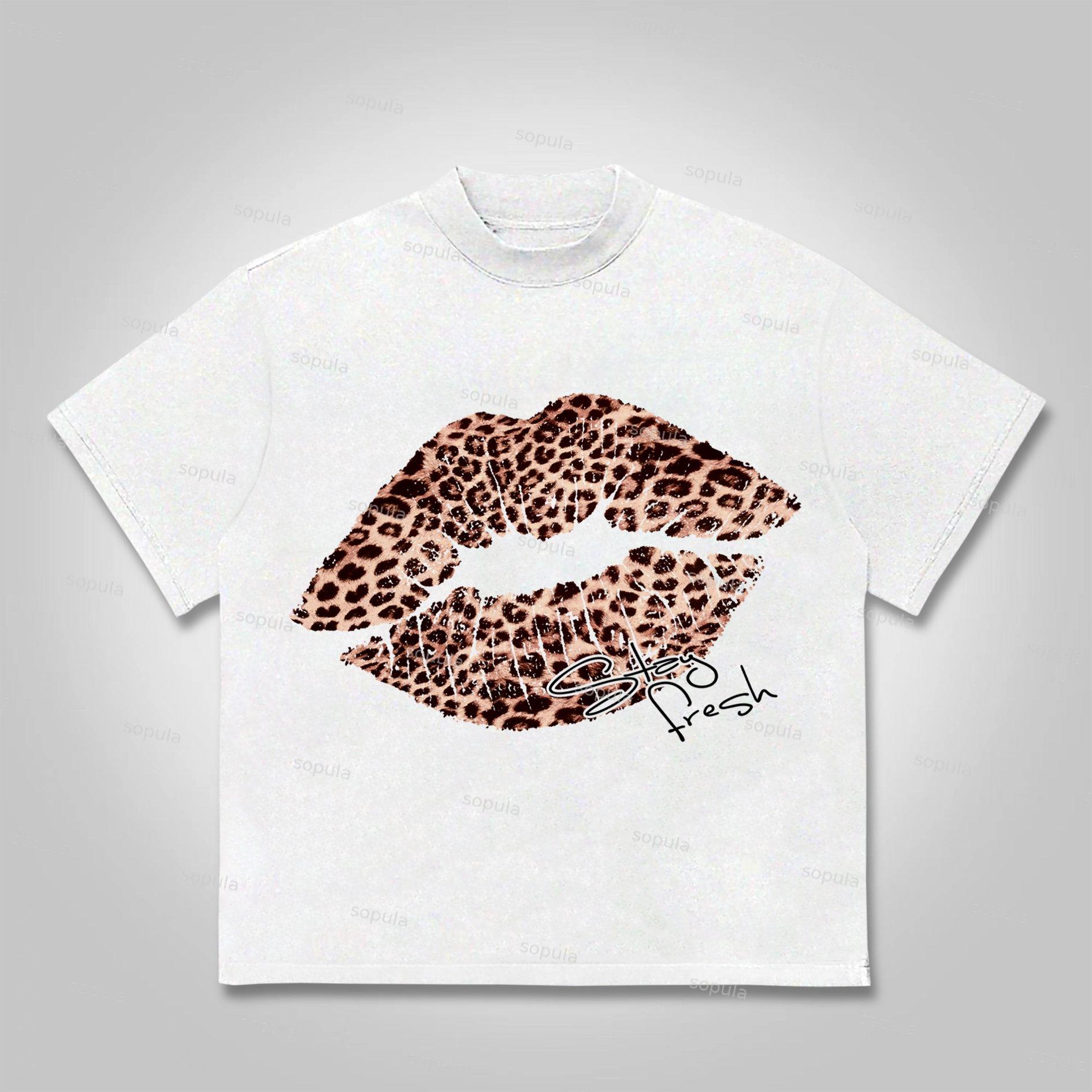 Sopula No. 69 Leopard Lips Graphic Cotton T-shirt Product Image