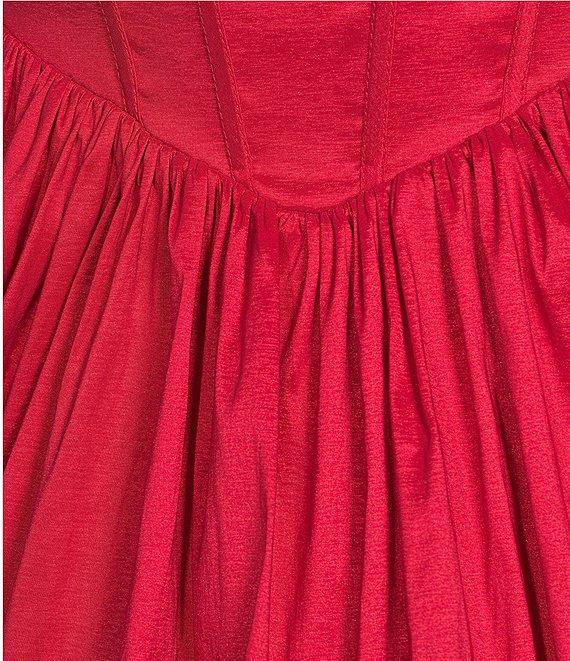 B. Darlin Taffeta Pleated Drape Neck Bustier Lace Up Back Bubble Dress Product Image