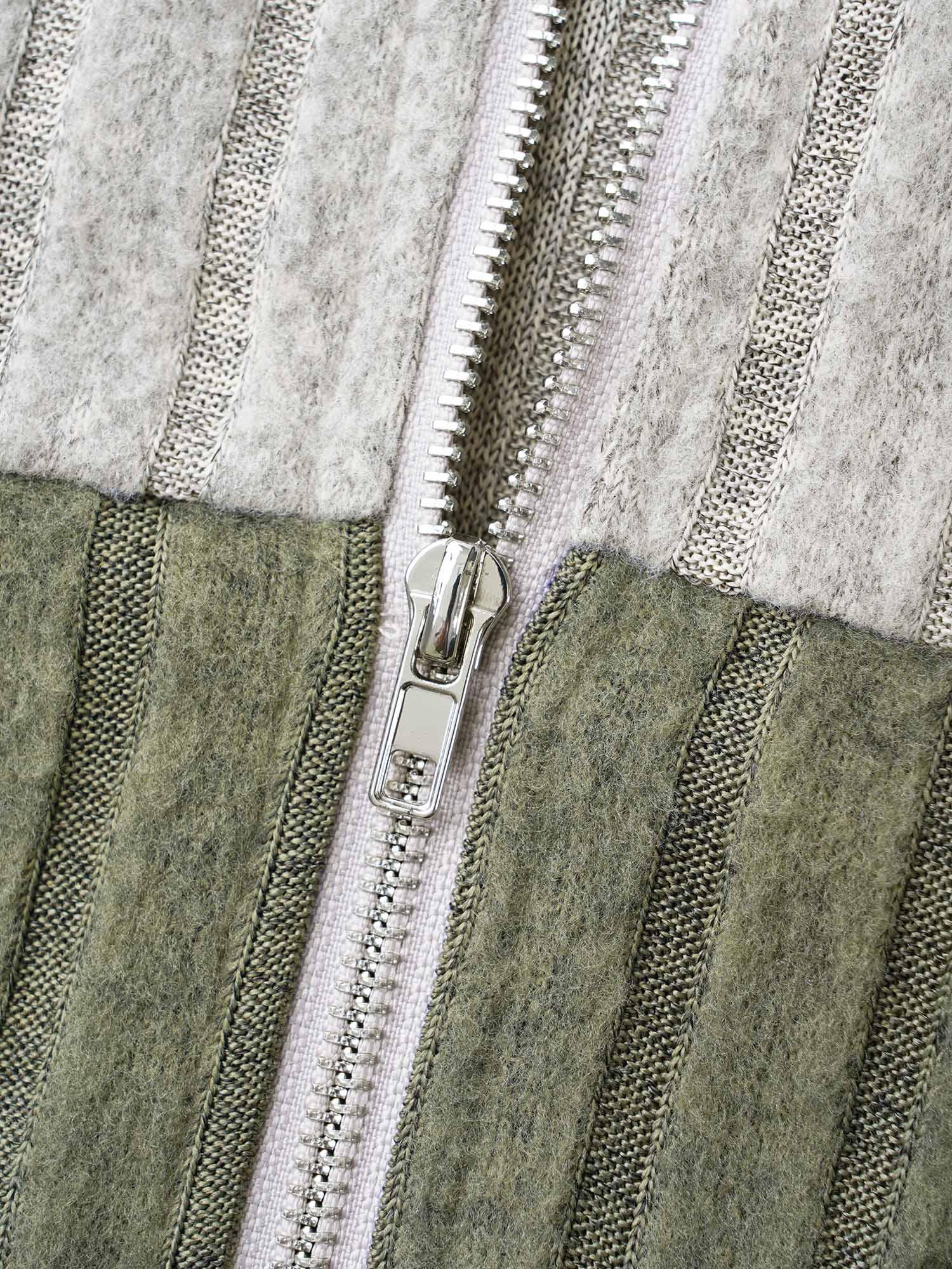 Hooded Half Zip Pit Strip Knit Dress Female Product Image