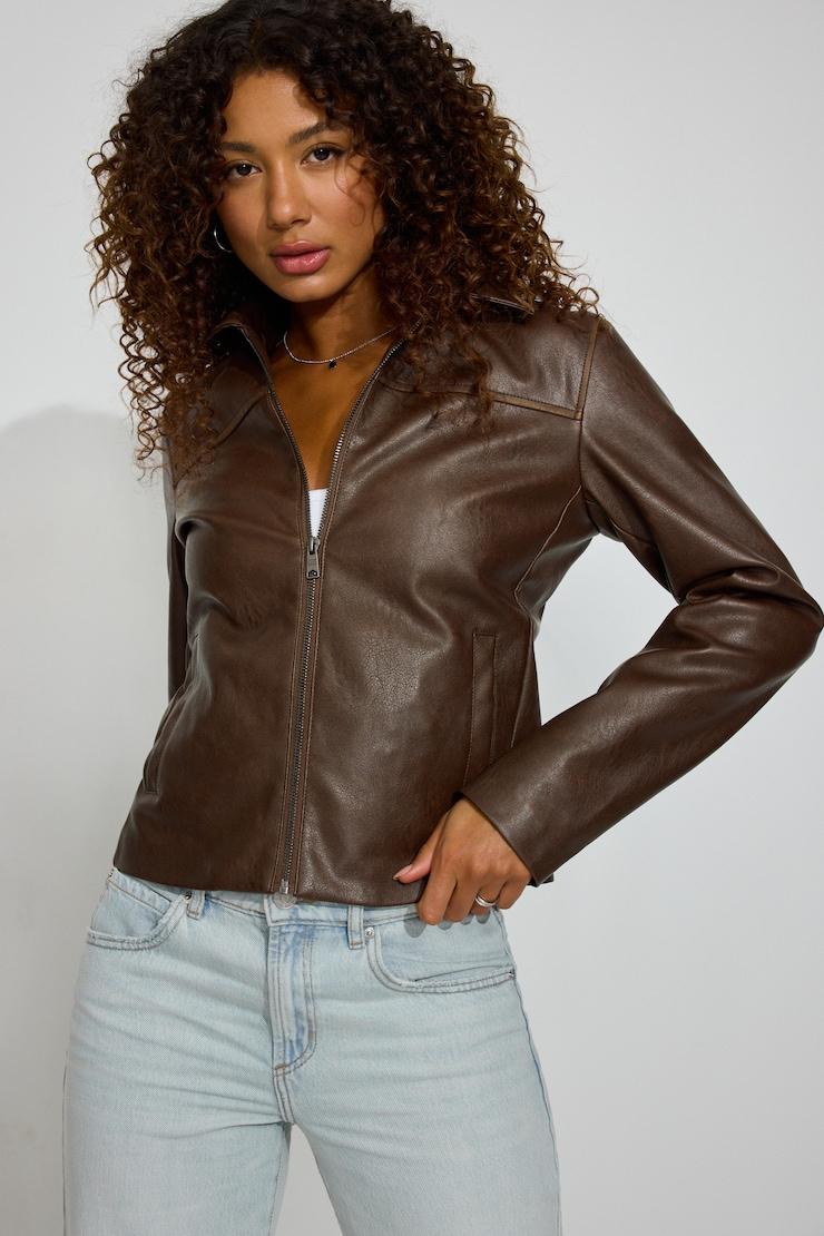 Faux Leather Worker Jacket Product Image