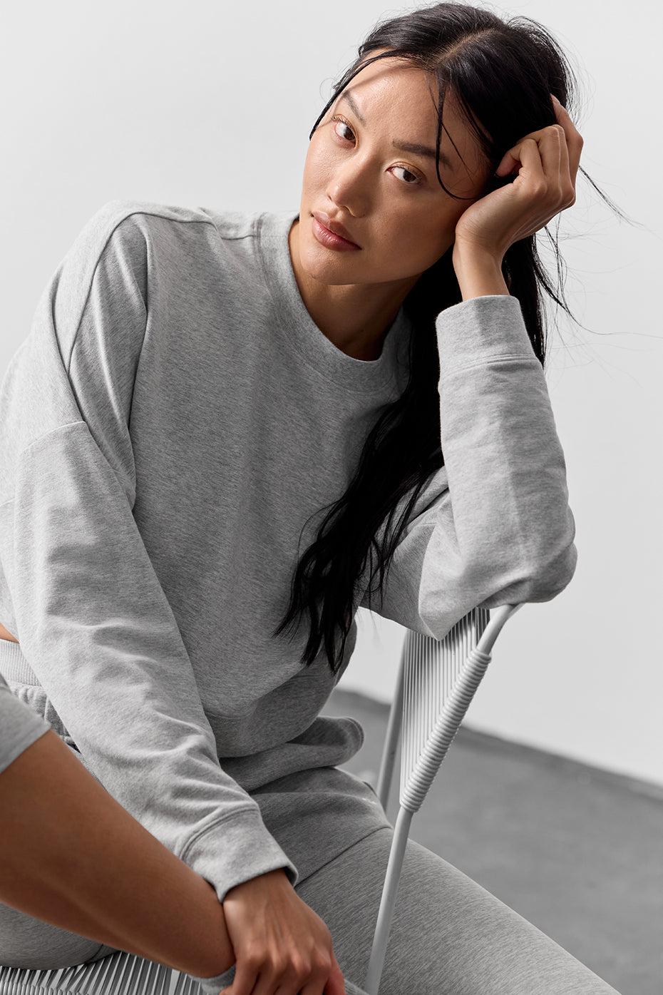 Cropped Sway Crew Neck Pullover - Athletic Heather Grey Female Product Image