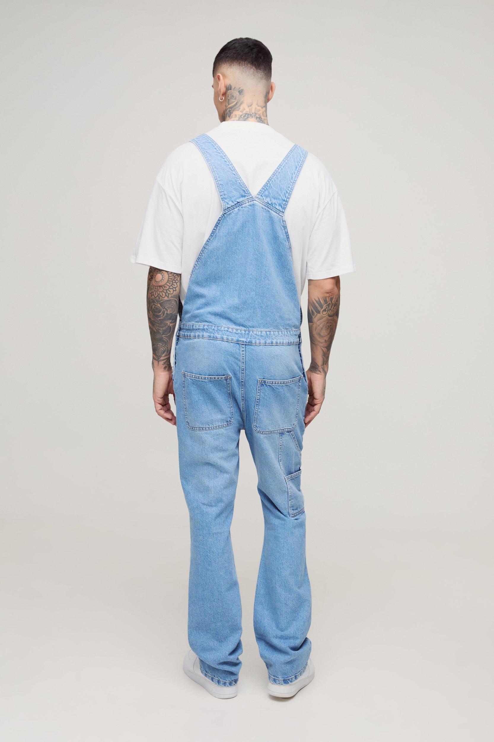 Tall Straight Leg Distressed Dungaree | boohooMAN USA Product Image