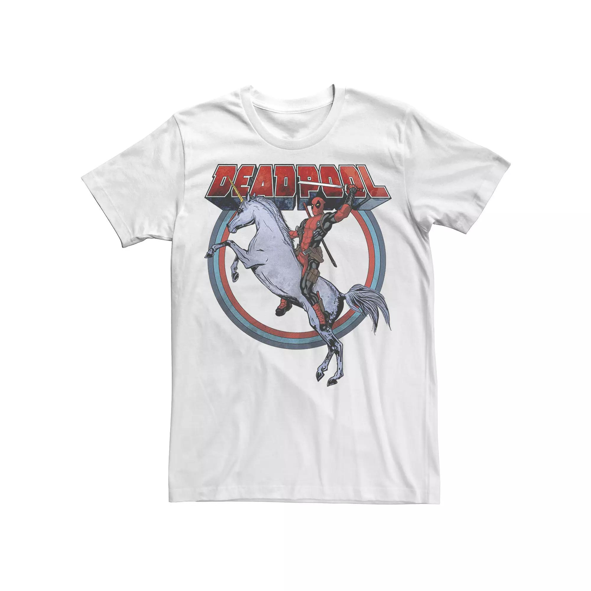Men's Marvel Deadpool Riding A Unicorn Circle Tee,  Product Image