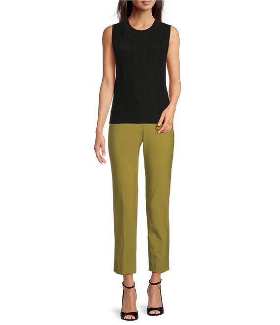 DKNY By Donna Karan Cotton Blend Crew Neck Sleeveless Knit Top Product Image