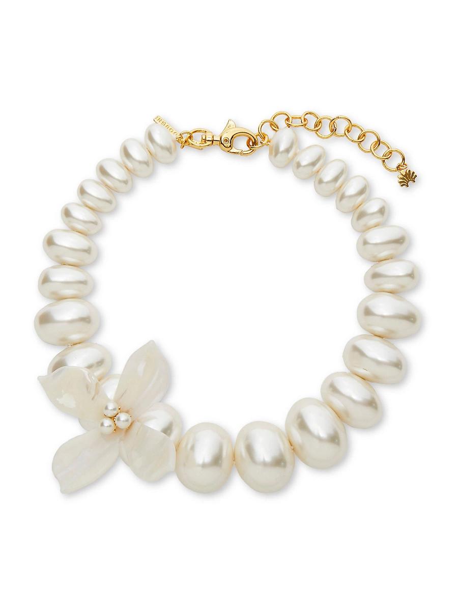 Womens Oleander 14K-Gold-Plated & Acetate Necklace Product Image