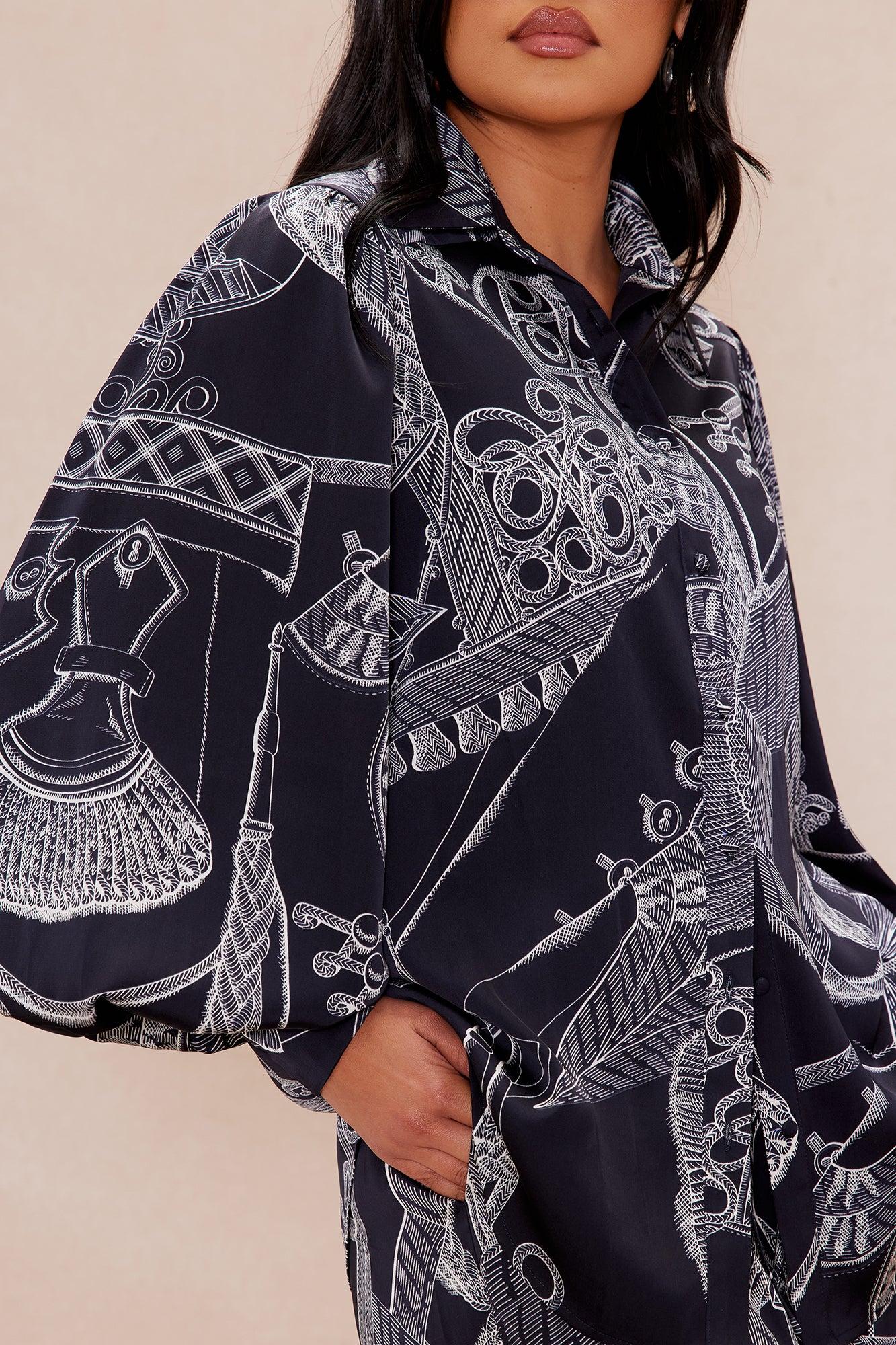 Anna Satin Pant Set - Navy/combo Product Image