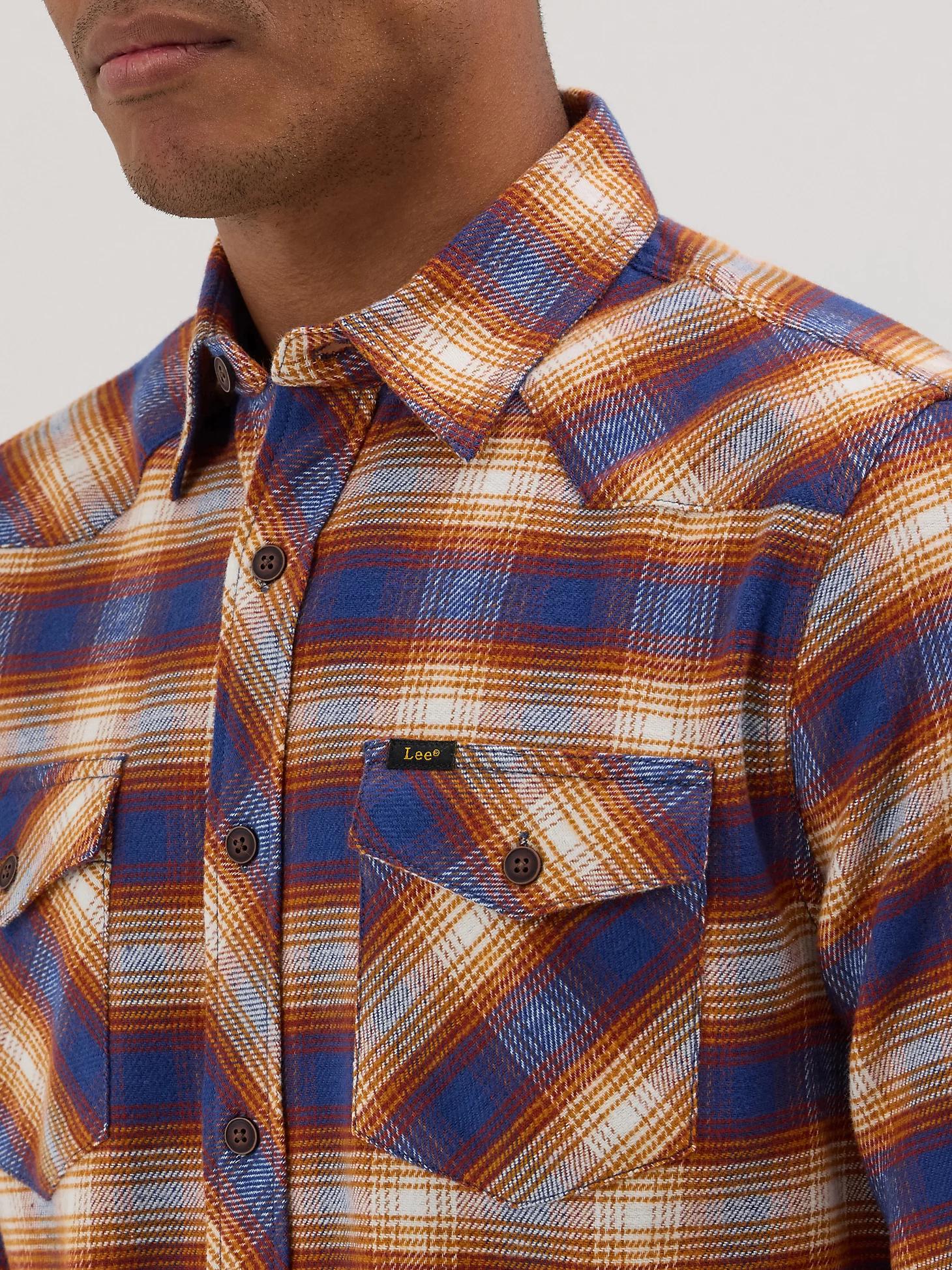 Men's Stretch Flannel Western Plaid Shirt | Men's Tops & Tees | Lee® Product Image