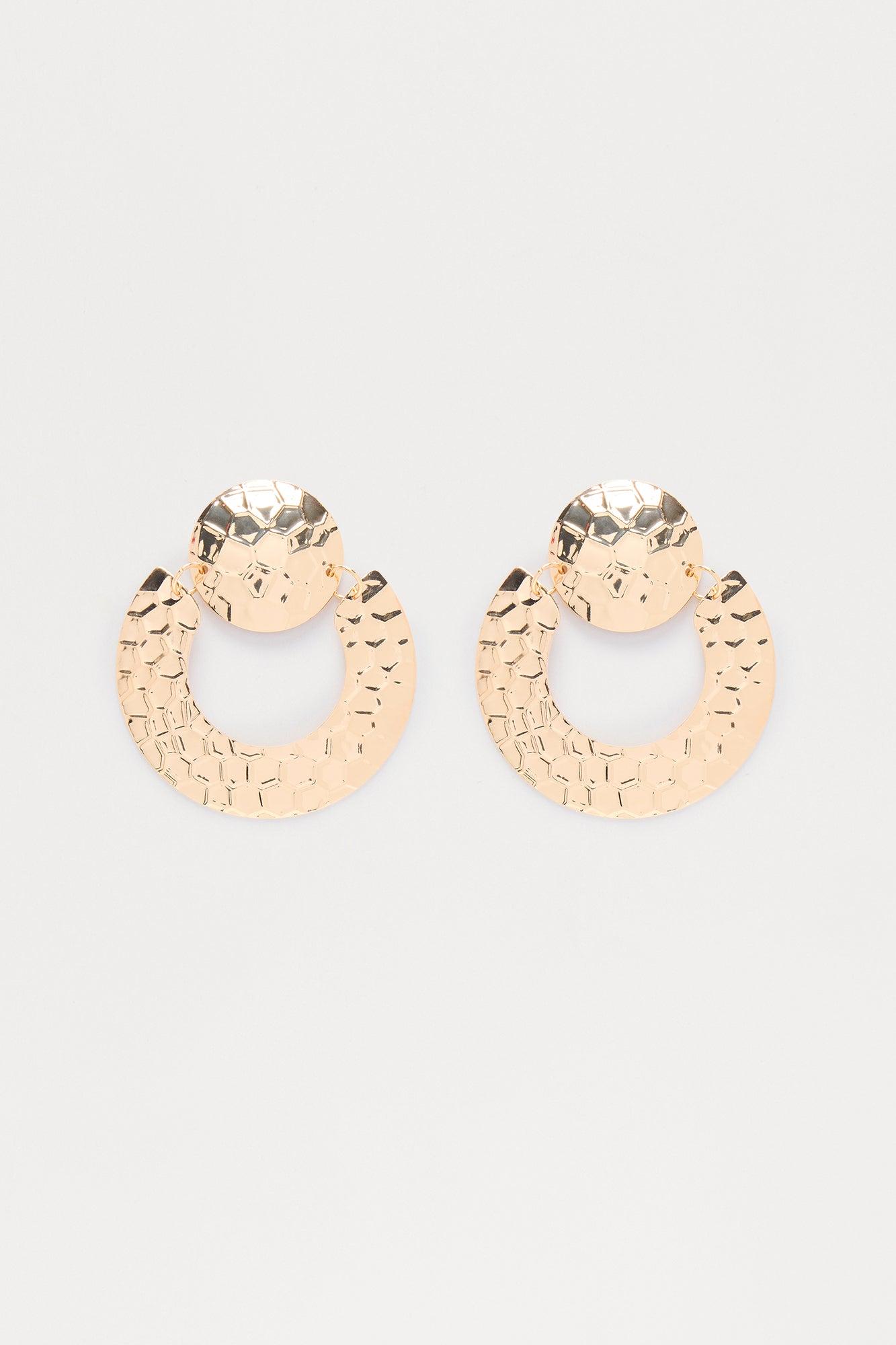 De Luca Textured Drop Earrings - Gold Female Product Image