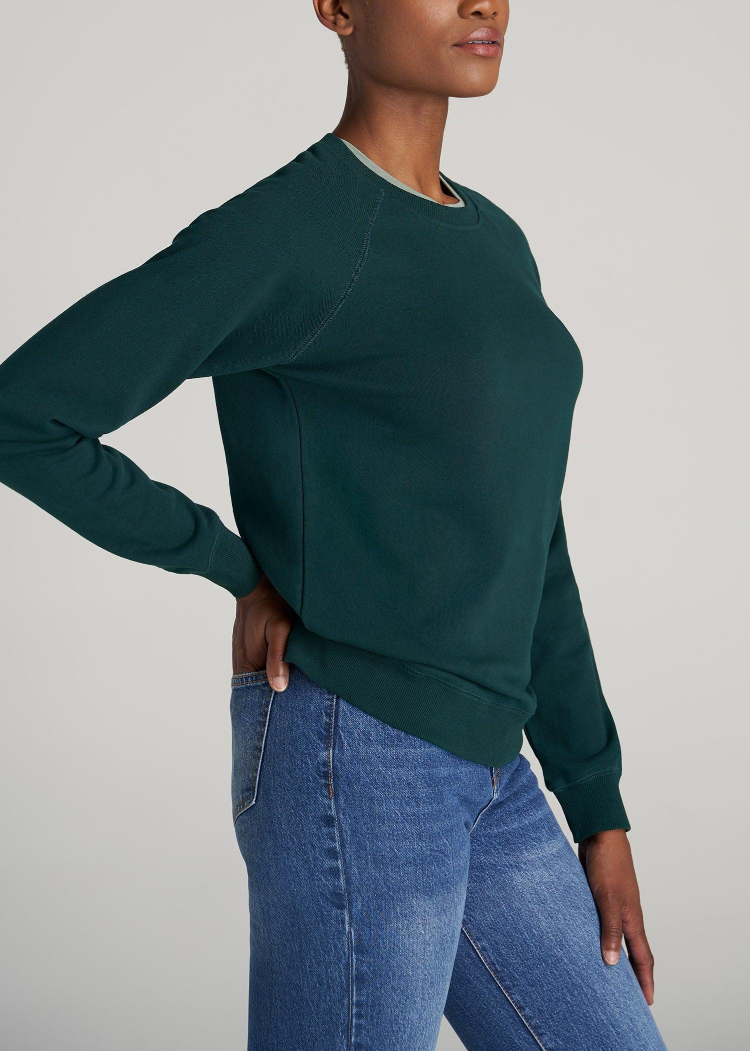 Wearever French Terry Women's Tall Crewneck Sweatshirt in Emerald Female Product Image