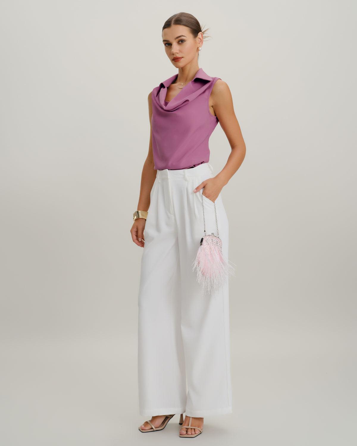 Purple Cowl Neck Tank Top Product Image