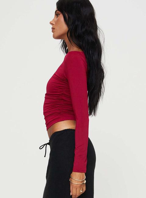 Spiller Off The Shoulder Top Burgundy Product Image