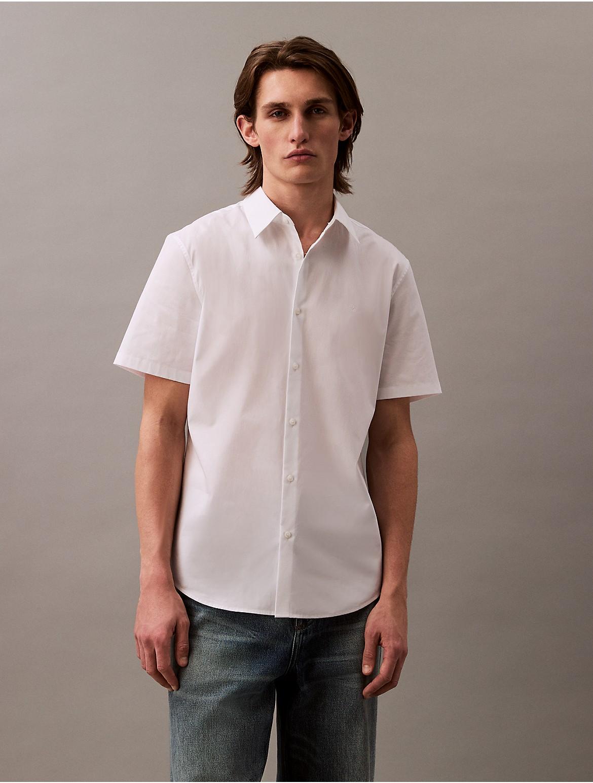 Calvin Klein Mens Cotton Stretch Slim Button-Down Shirt - White Product Image