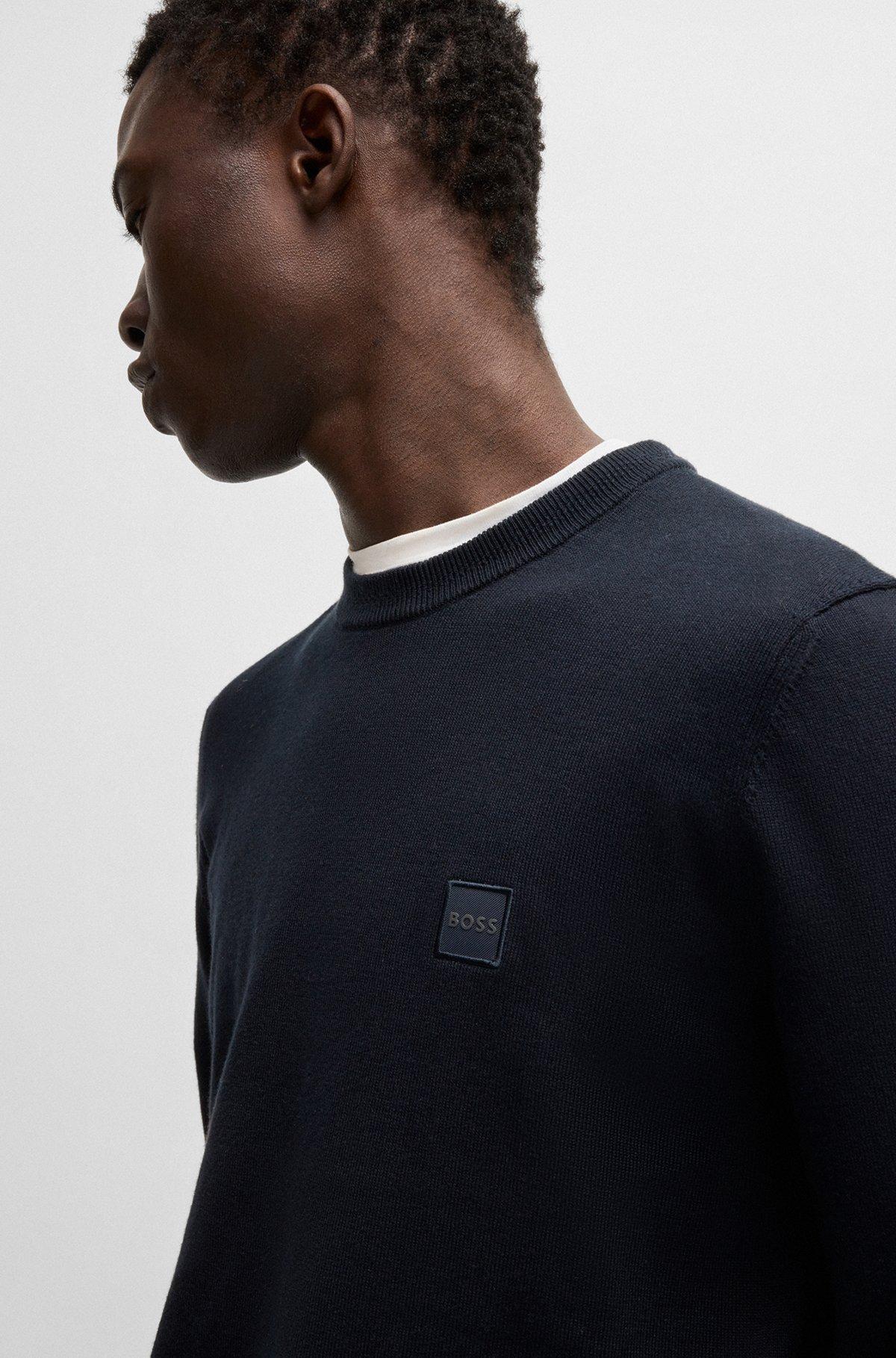 Cotton-cashmere regular-fit sweater with logo patch Product Image