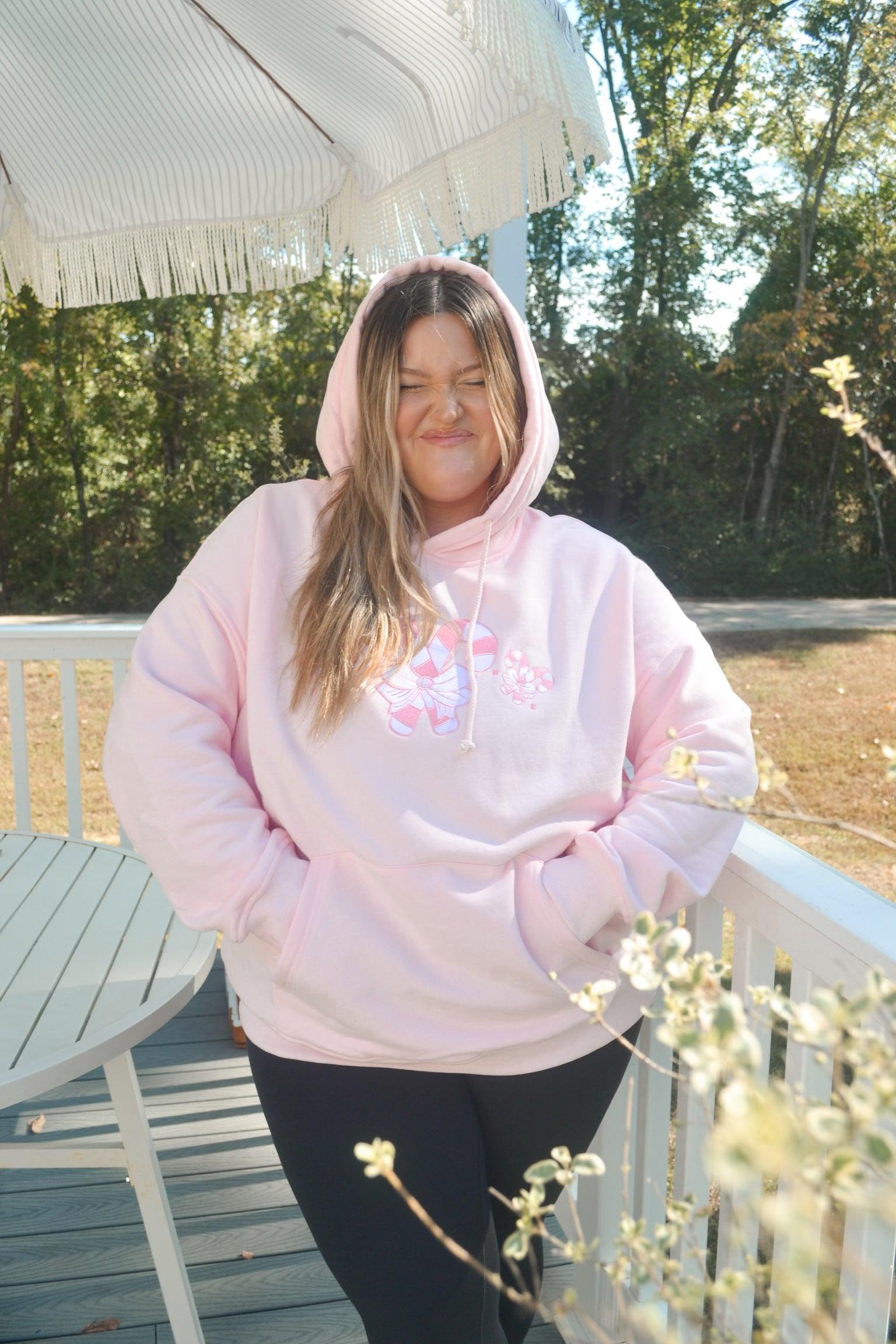 Light Pink Candy Cane Wonderland Hoodie Product Image