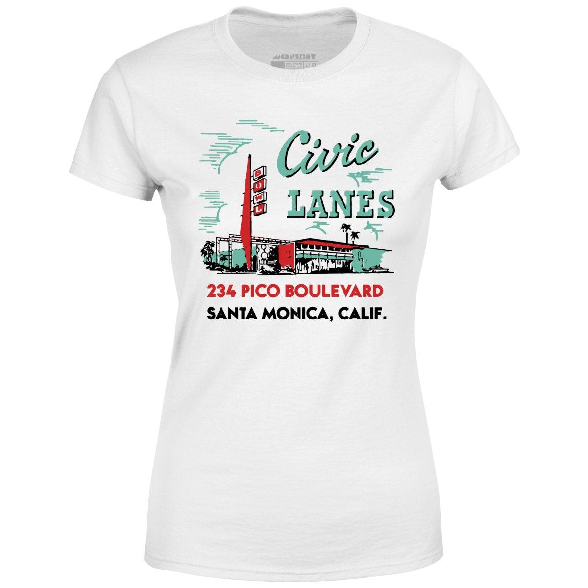 Civic Lanes - Santa Monica, CA - Vintage Bowling Alley - Women's T-Shirt Female Product Image
