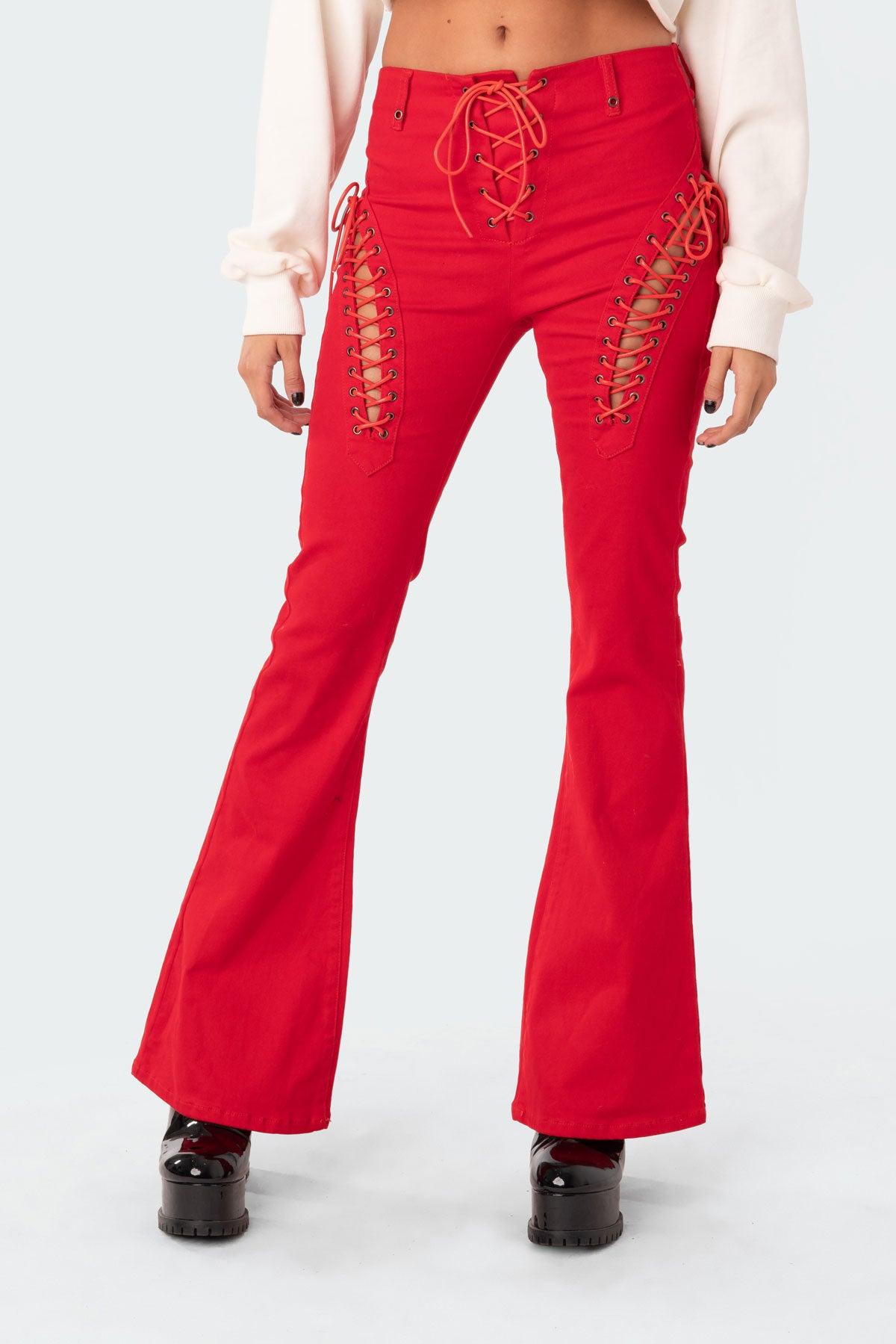 Engine Red Flared Jeans Product Image