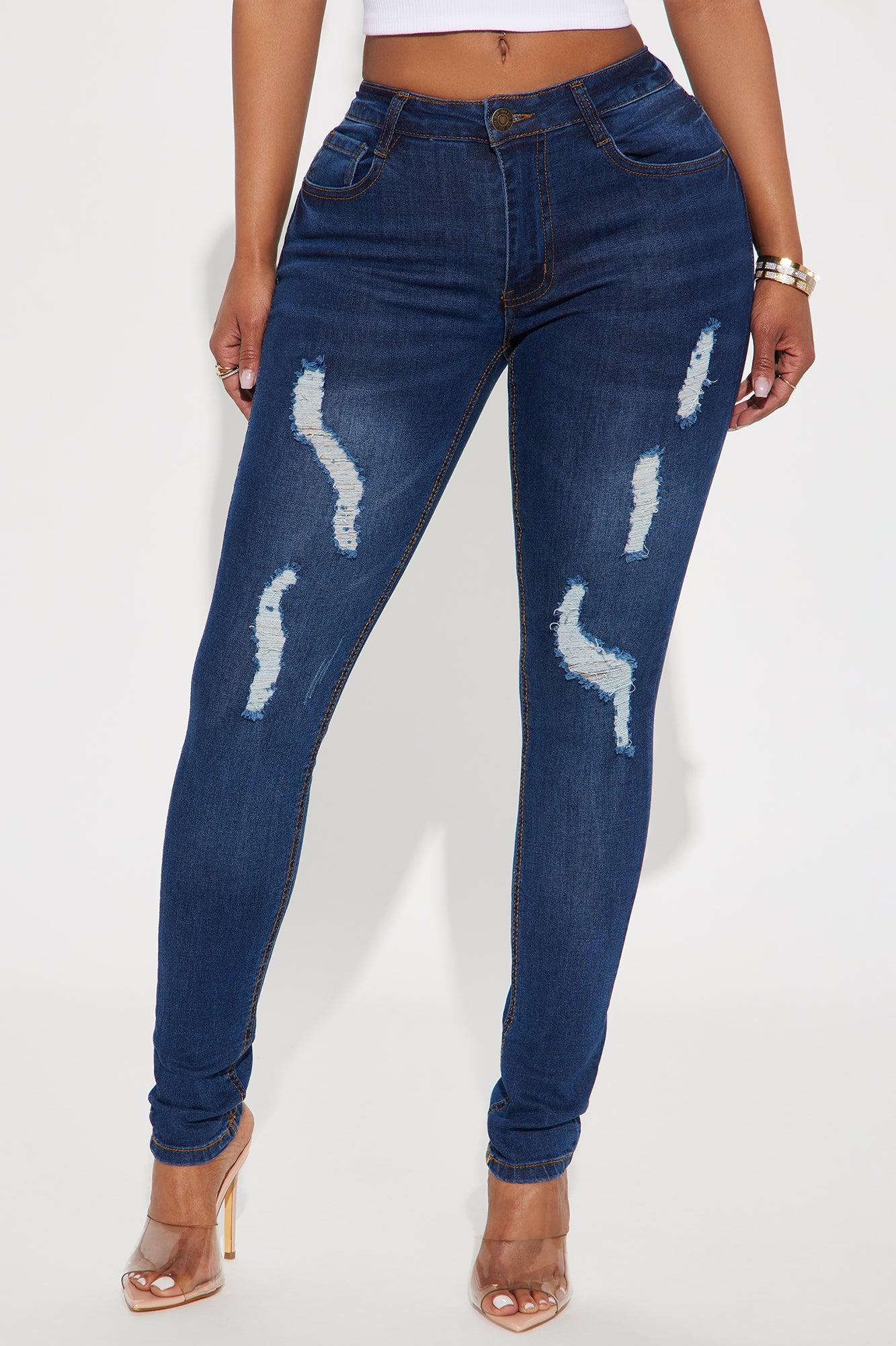 The Only One Ripped Mid Rise Skinny Jeans - Dark Wash Product Image