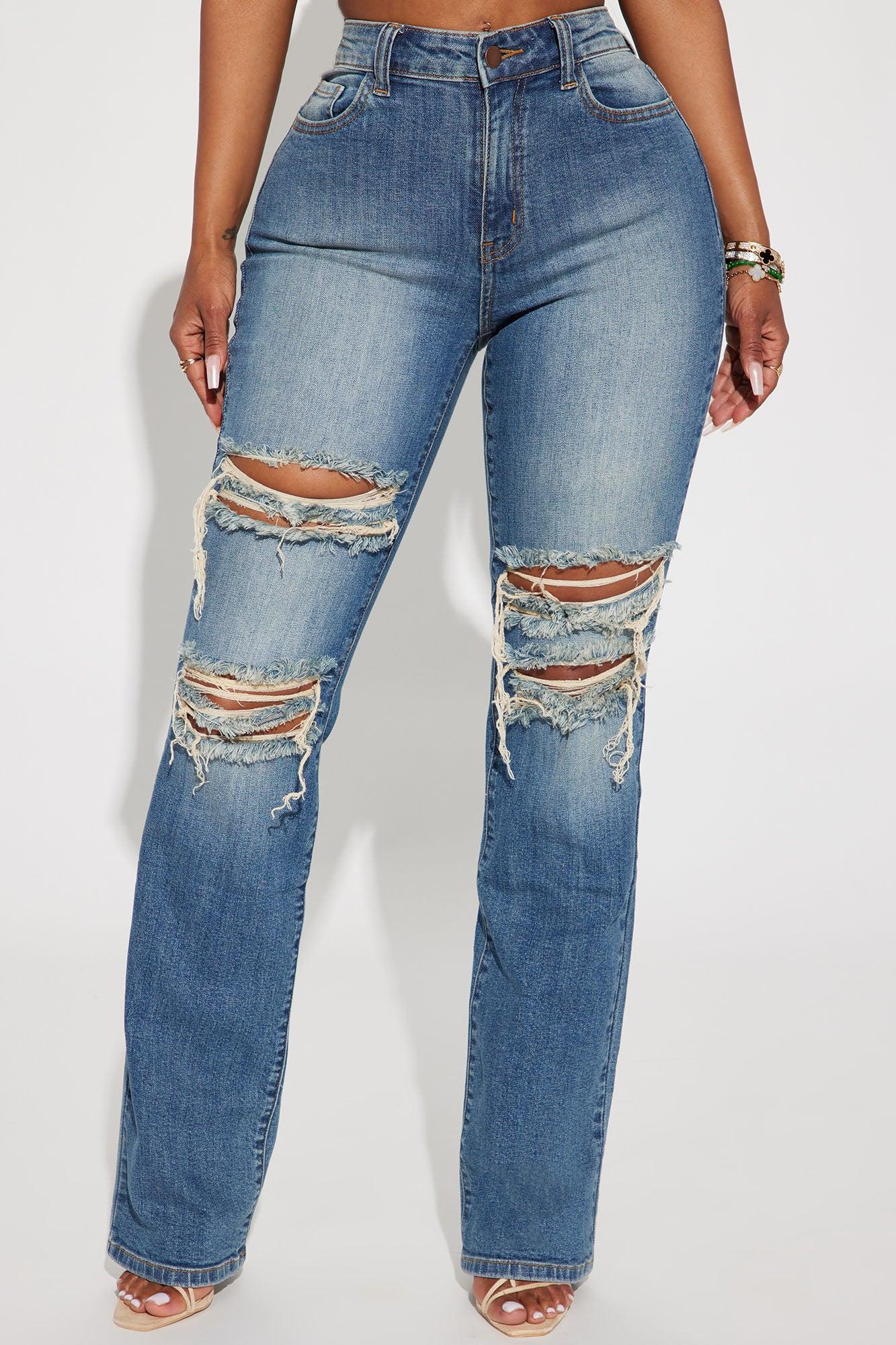Let It Be Stretch Straight Leg Jeans - Medium Wash Product Image