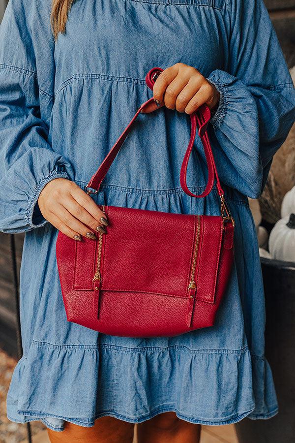 Stay The Course Faux Leather Crossbody In Berry Product Image