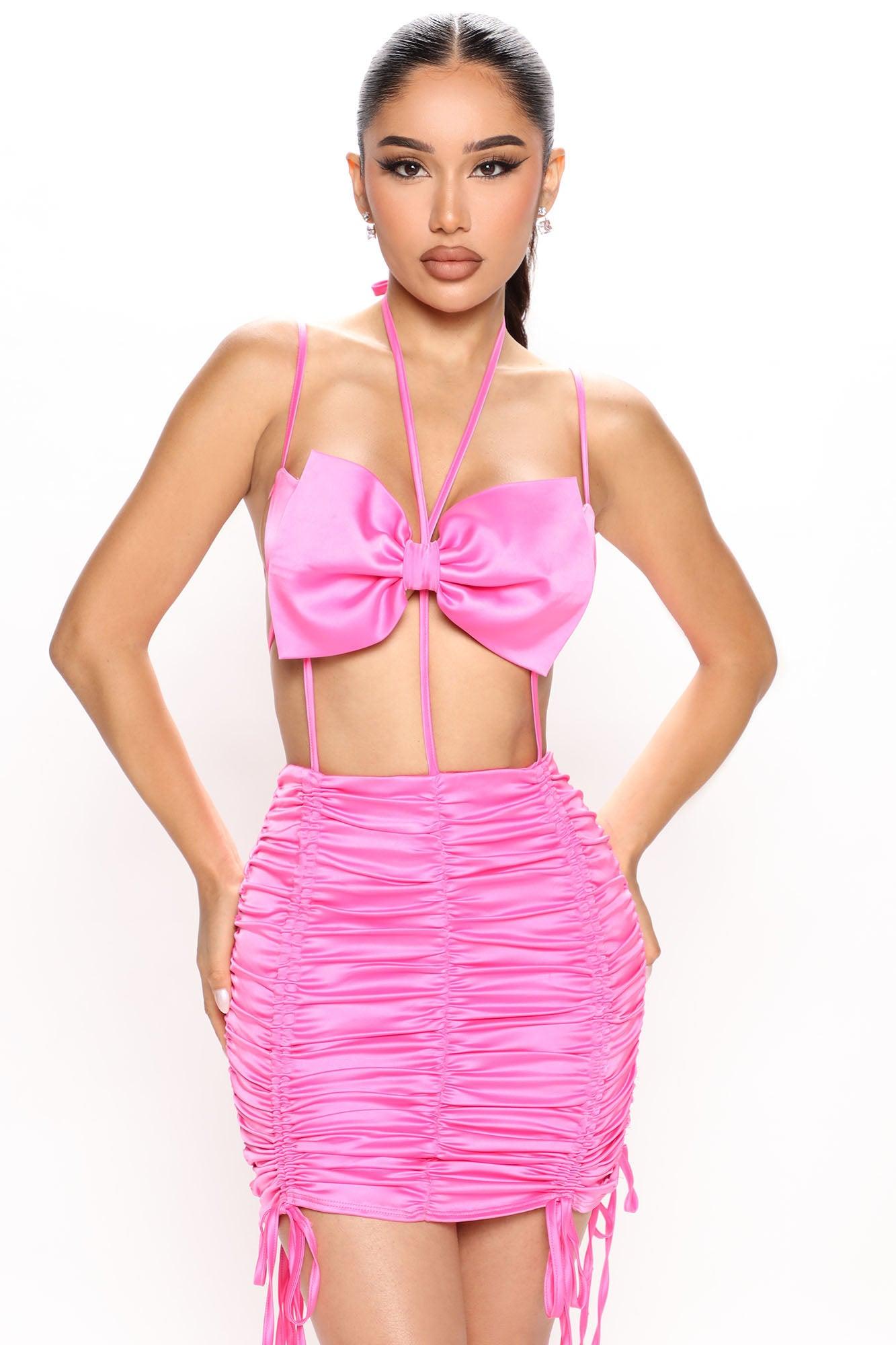 Diva Vibes Satin Mini Dress - Pink Product Image