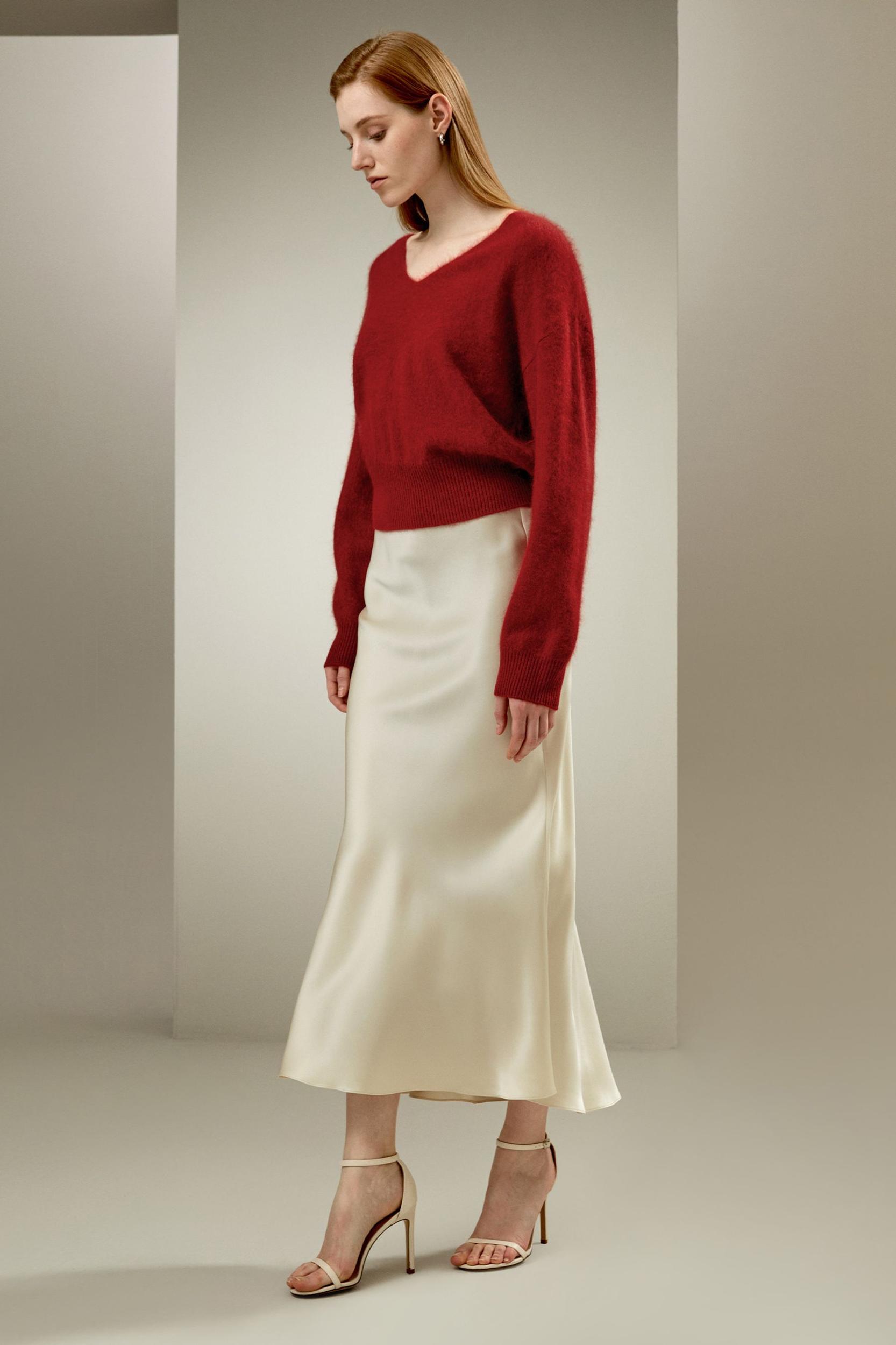 LILYSILK Skirt Silk Long - for Women - Lily White Luxurious Silk Charmeuse - Luxurious Flare Hem Skirt Petite 8 Product Image