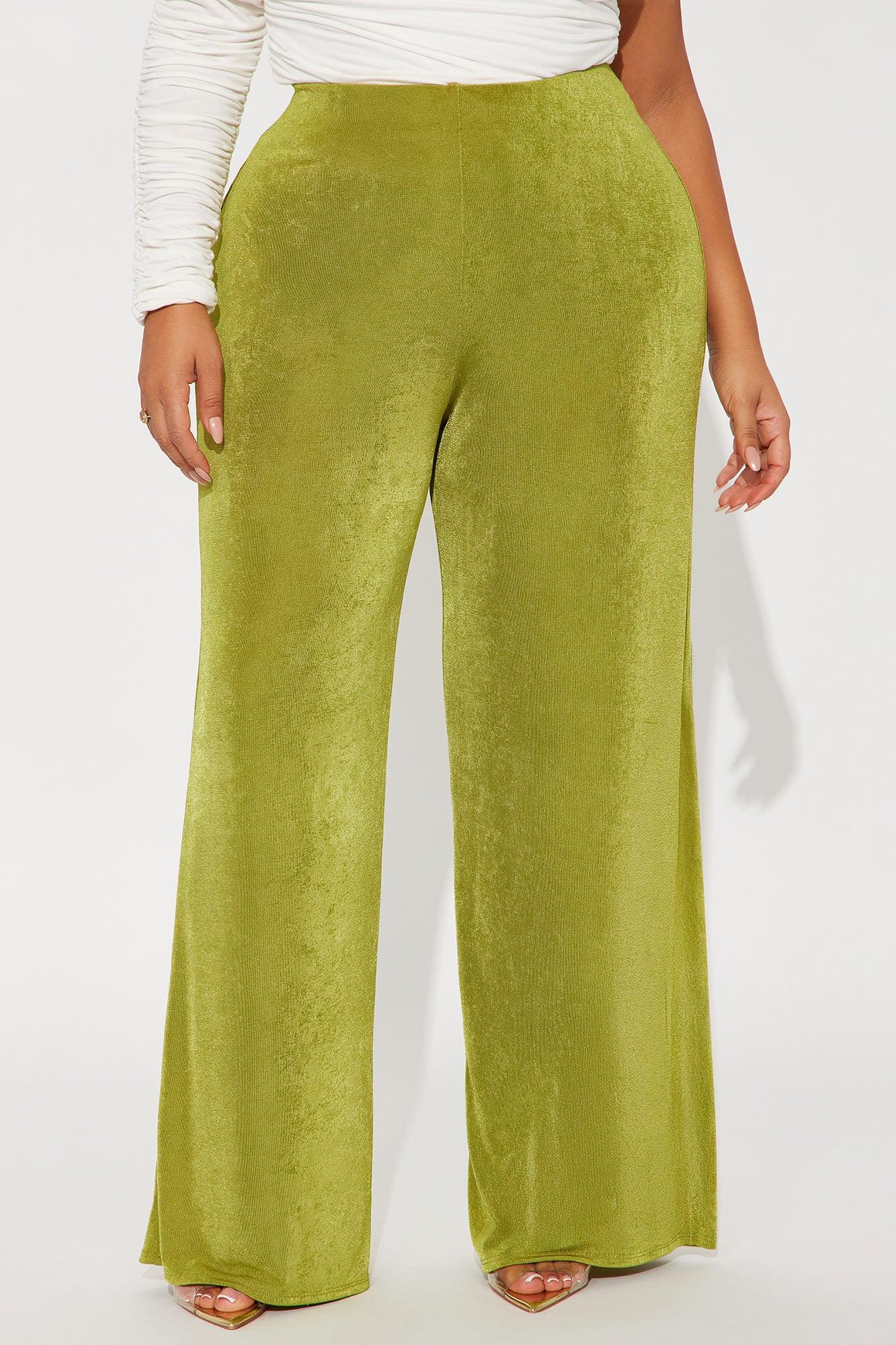 Not Your Average Slinky Wide Leg Pant 32″ - Chartreuse Female Product Image