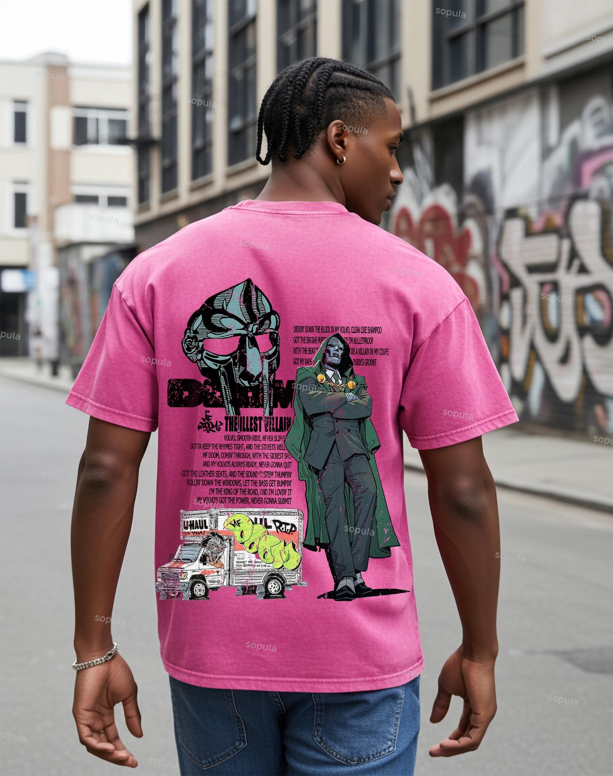 Sopula Vintage The Illest Villain Mf Doom Graphic Print Acid Washed T-Shirt Product Image