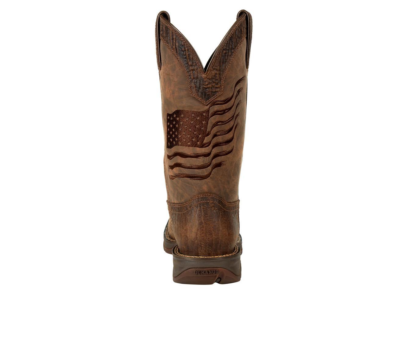 Men's Durango Rebel Brown Distressed Flag Embroidery Western Boots Product Image