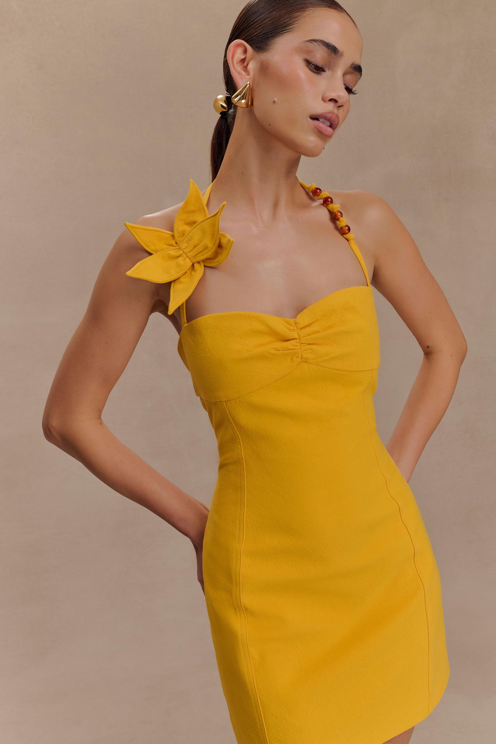 Reyes Cotton Floral Mini Dress - Butterscotch Product Image