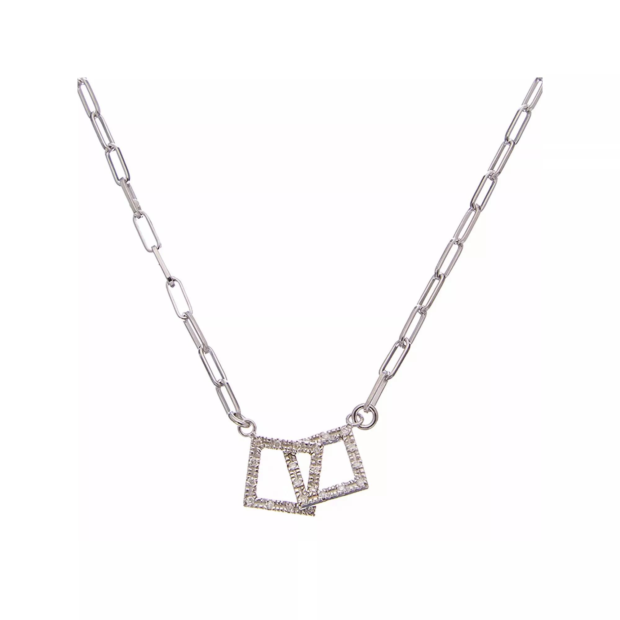 Meshmerise Sterling Silver 1/6 Carat T.W. Diamond Double Squares Necklace, Women's, Size: 16-18" ADJ, Silver Tone Product Image