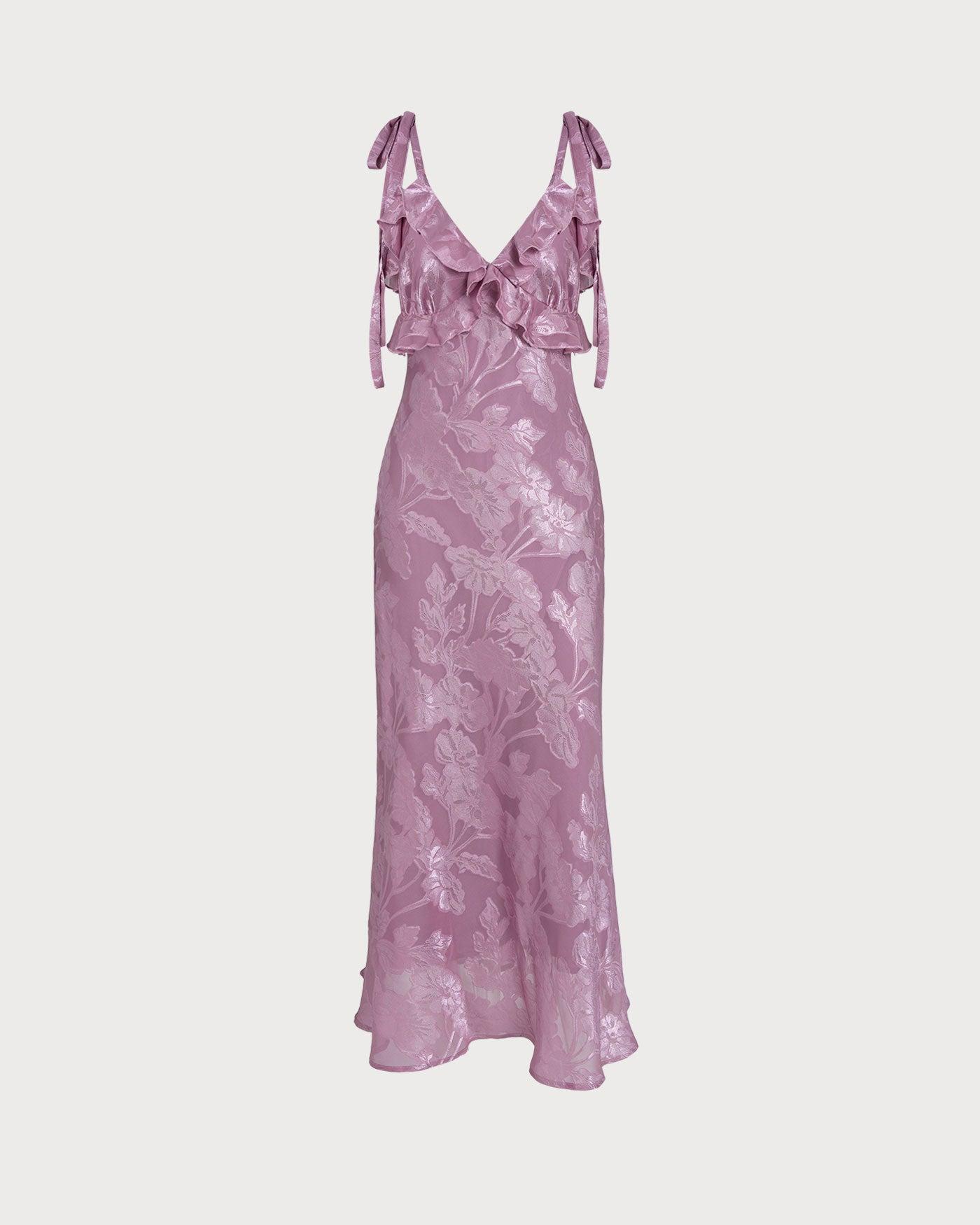 Purple Jacquard Slip Maxi Dress Product Image