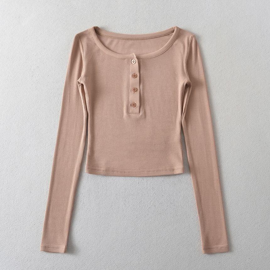 Long-Sleeve Henley T-Shirt Product Image