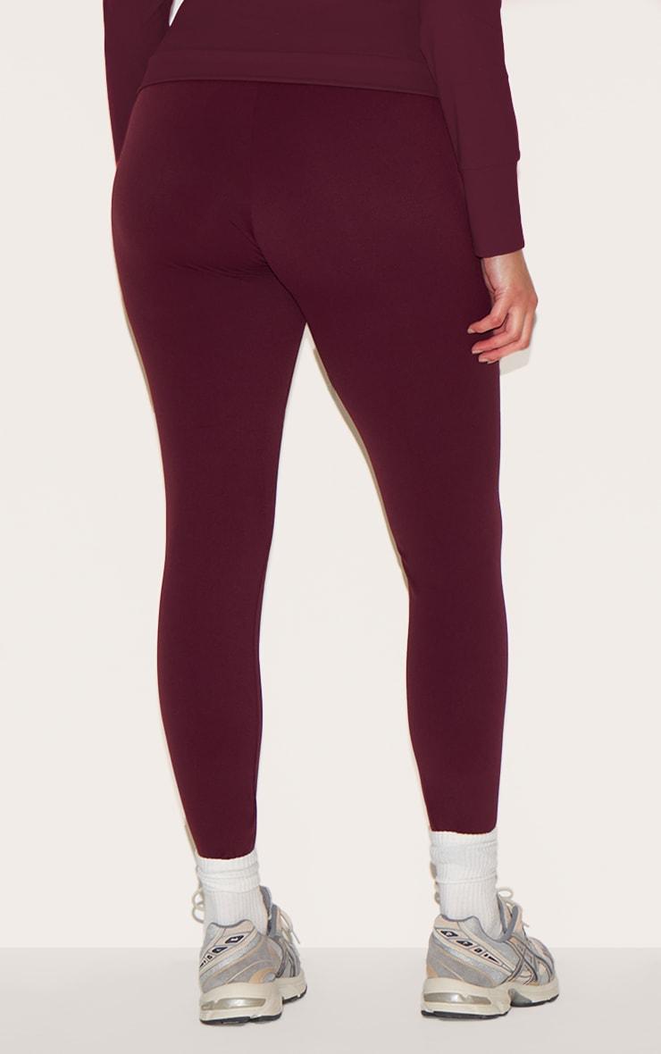 Burgundy Sculpt Wrap Waist Gym Leggings Product Image