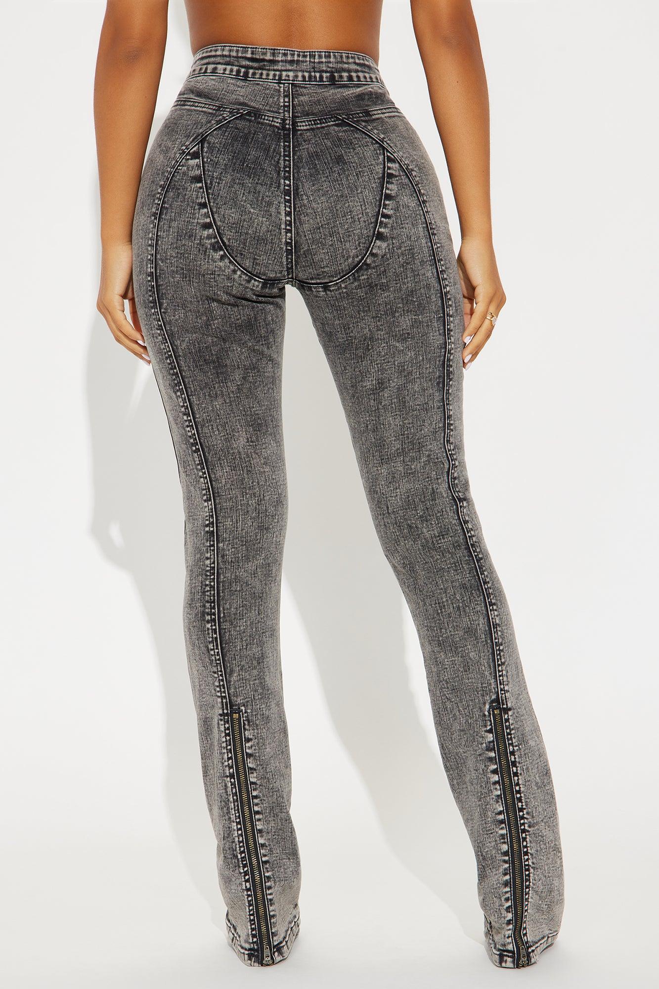 Acting Different Zipper Slim Straight Leg Jeans - Black Wash Product Image