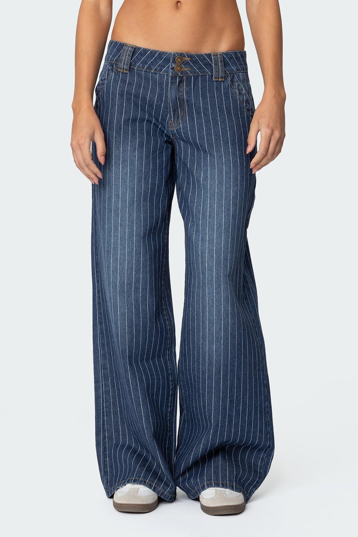 Cory Striped Low Rise Baggy Jeans Product Image
