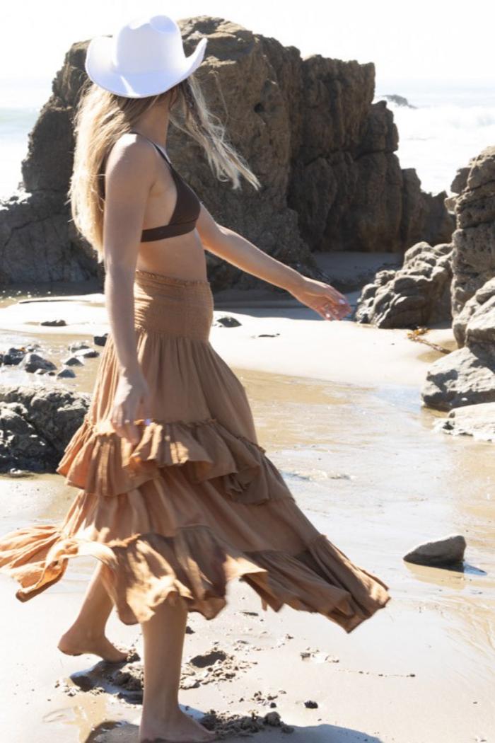 Gauze Smocking Detail Ruffle Dress/Skirt Product Image