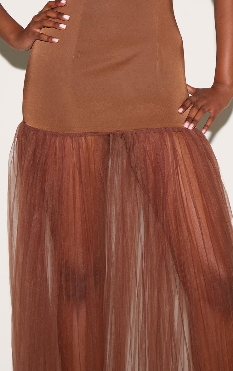 Chocolate Scoop Neck Drop Waist Maxi Dress Product Image