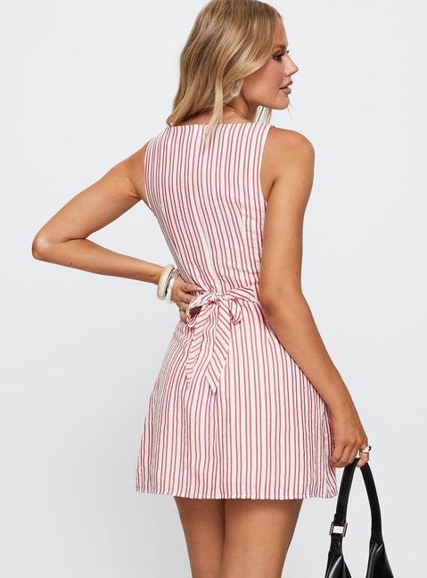 Alfalfa Shift Mini Dress Red Stripe Product Image