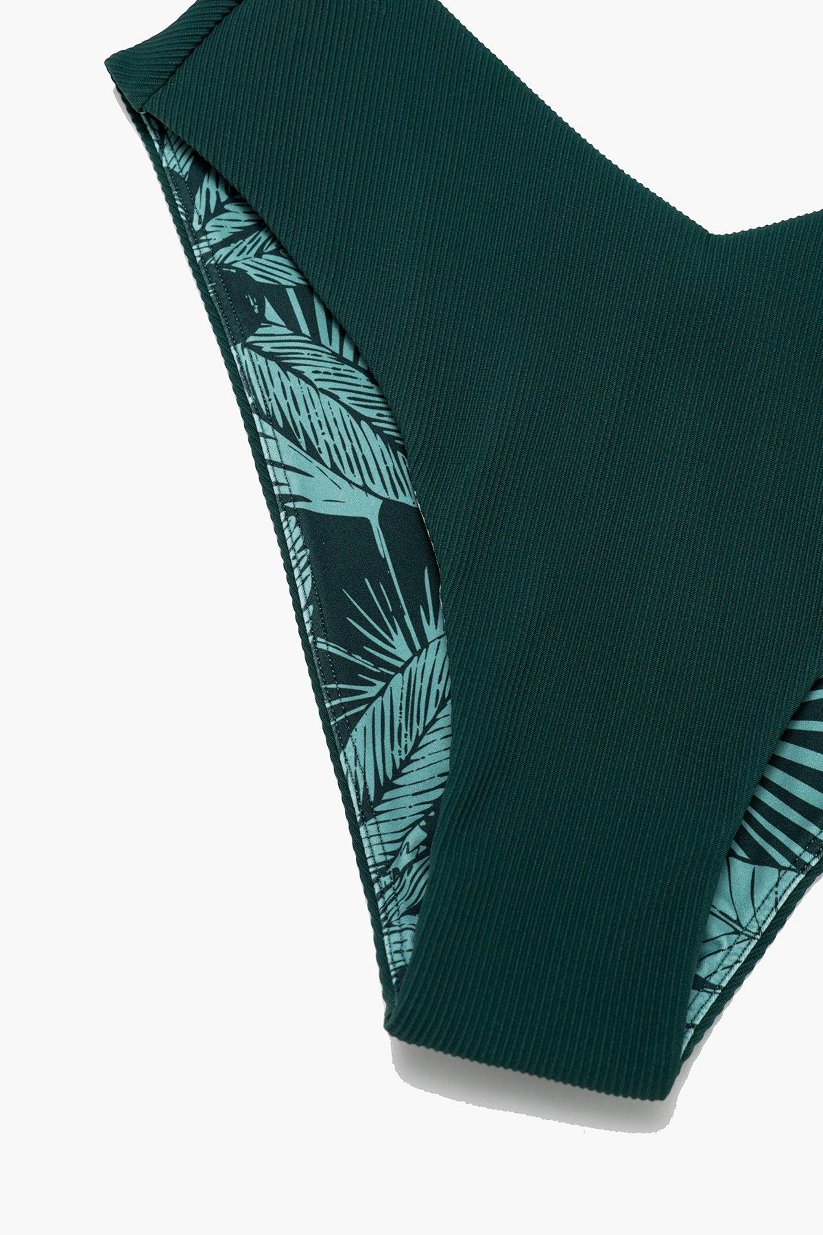 Low Tide Super Cheeky Bikini Bottom - Green Rib Product Image