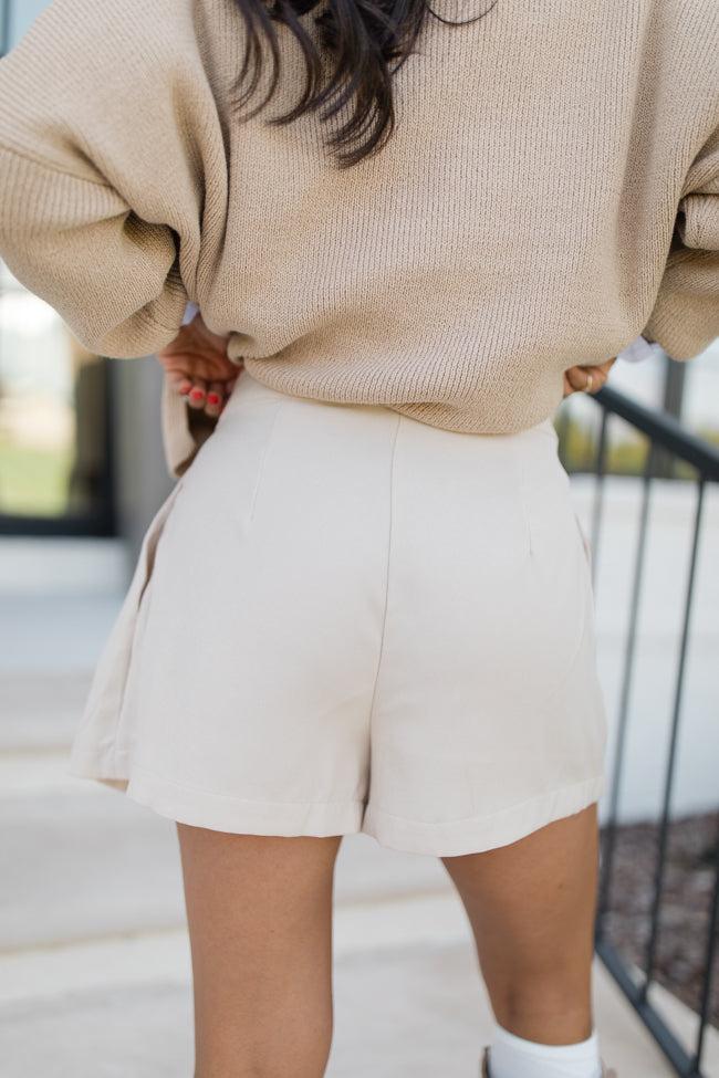 Follow The Tempo Champagne Pleated Side Skort FINAL SALE Product Image