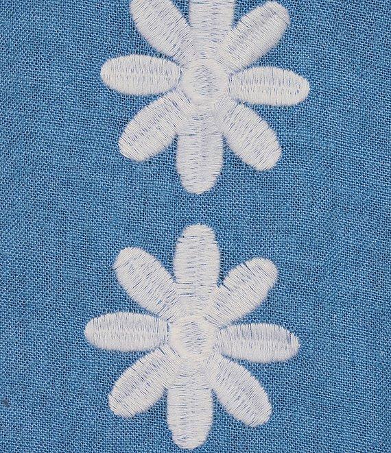 SAIL to SABLE Woven Embroidered Split V-Neck Long Sleeve Caftan Dress Product Image