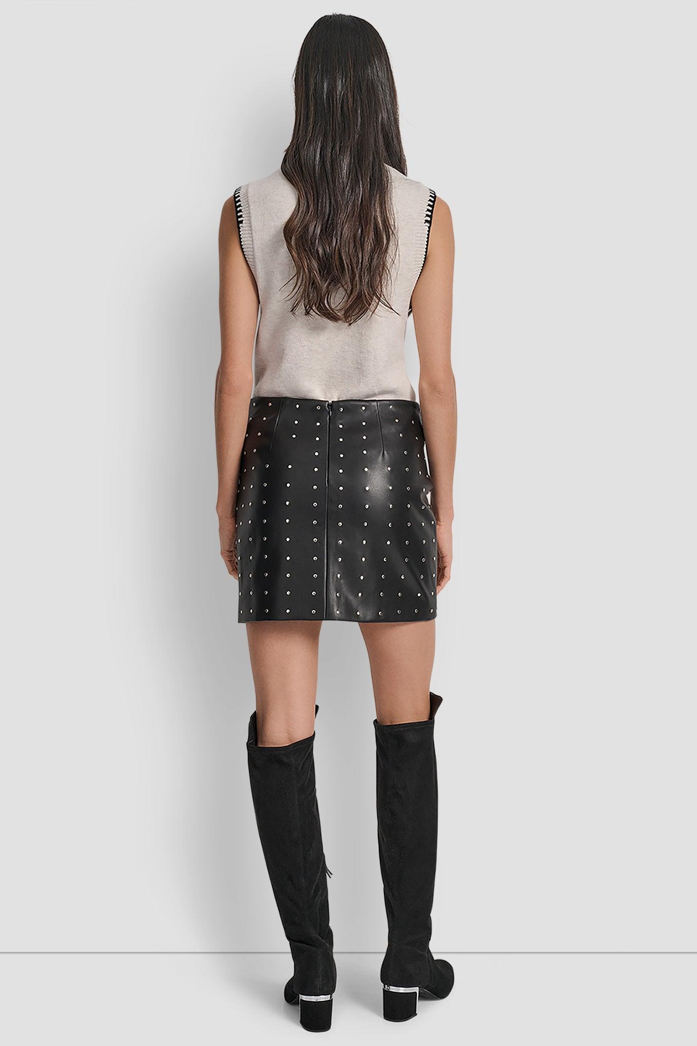 EMBELLISHED FAUX LEATHER SKIRT Product Image