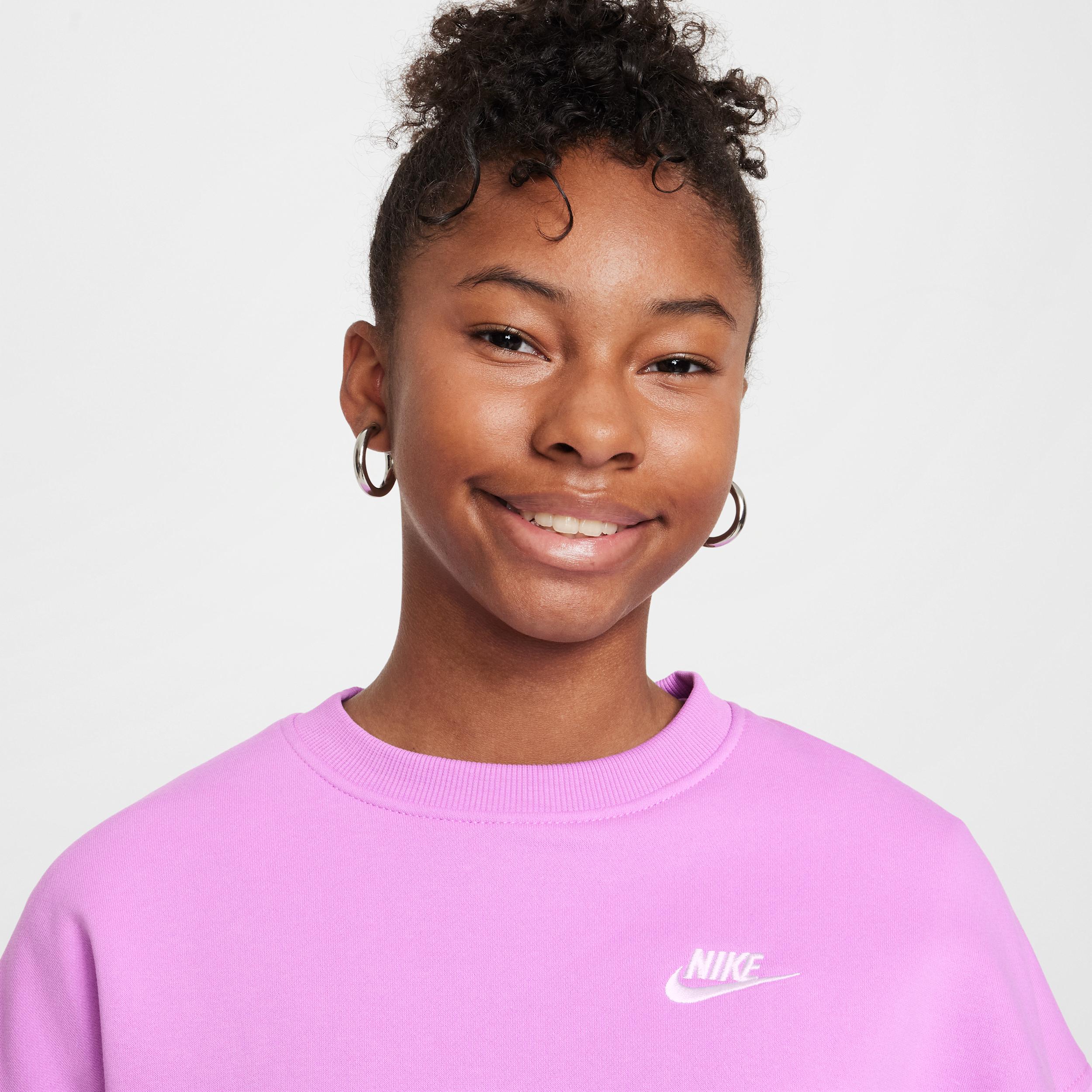 Unisex Nike Sportswear Club Fleece Girls Boxy Crew-Neck Sweatshirt | FZ9244-532 Product Image