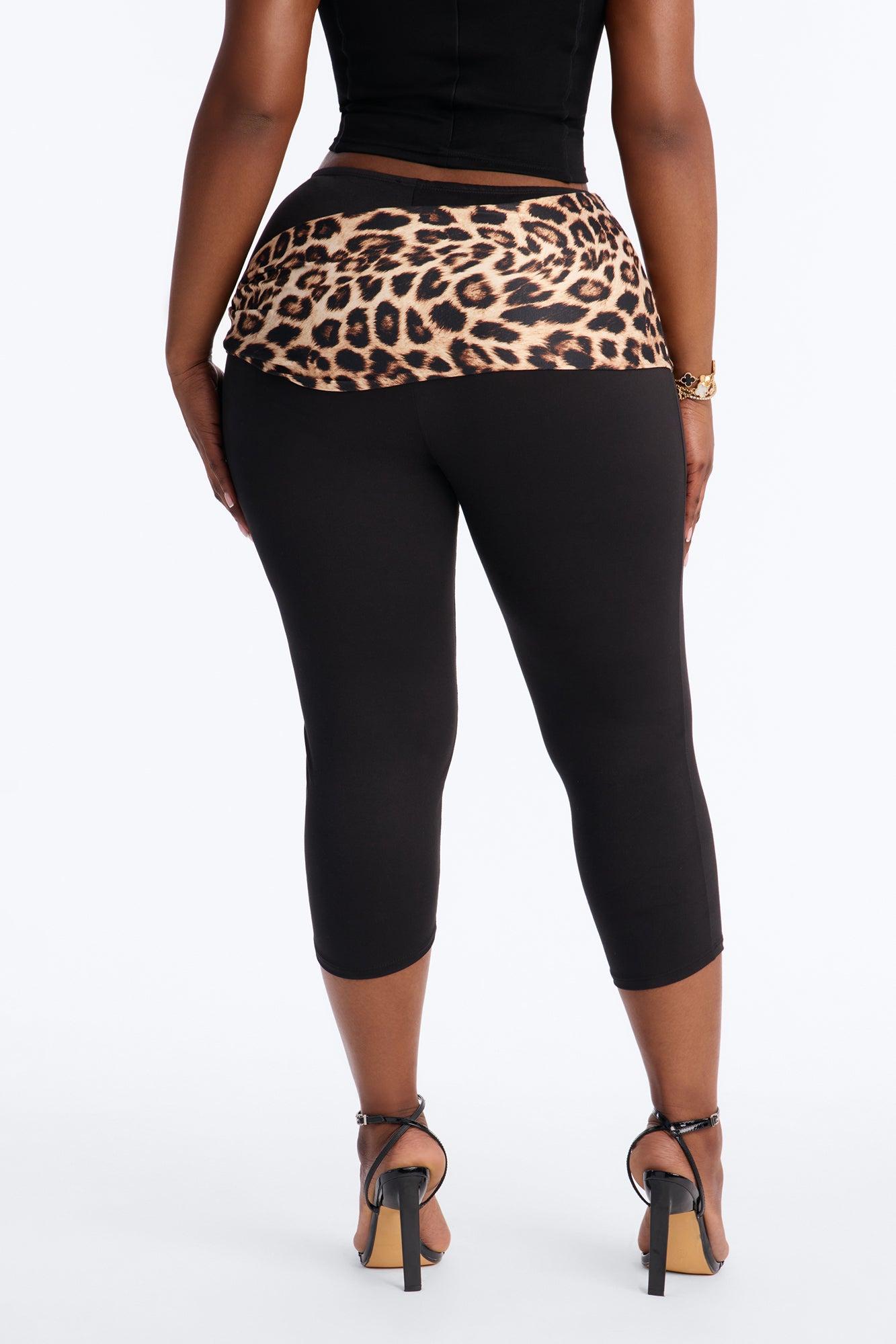 Kiah Low Rise Leopard Tie Waist Capri Legging - Black/combo Female Product Image