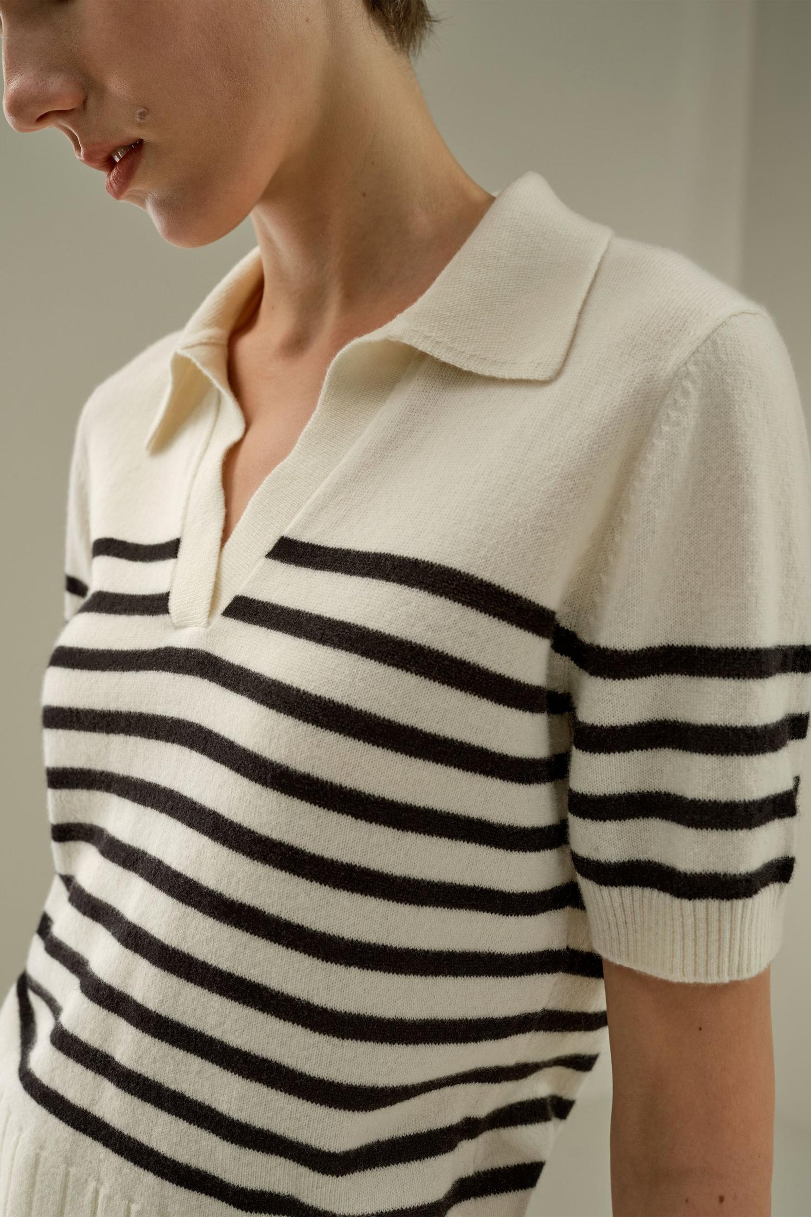 Striped Cashmere Polo Sweater Product Image