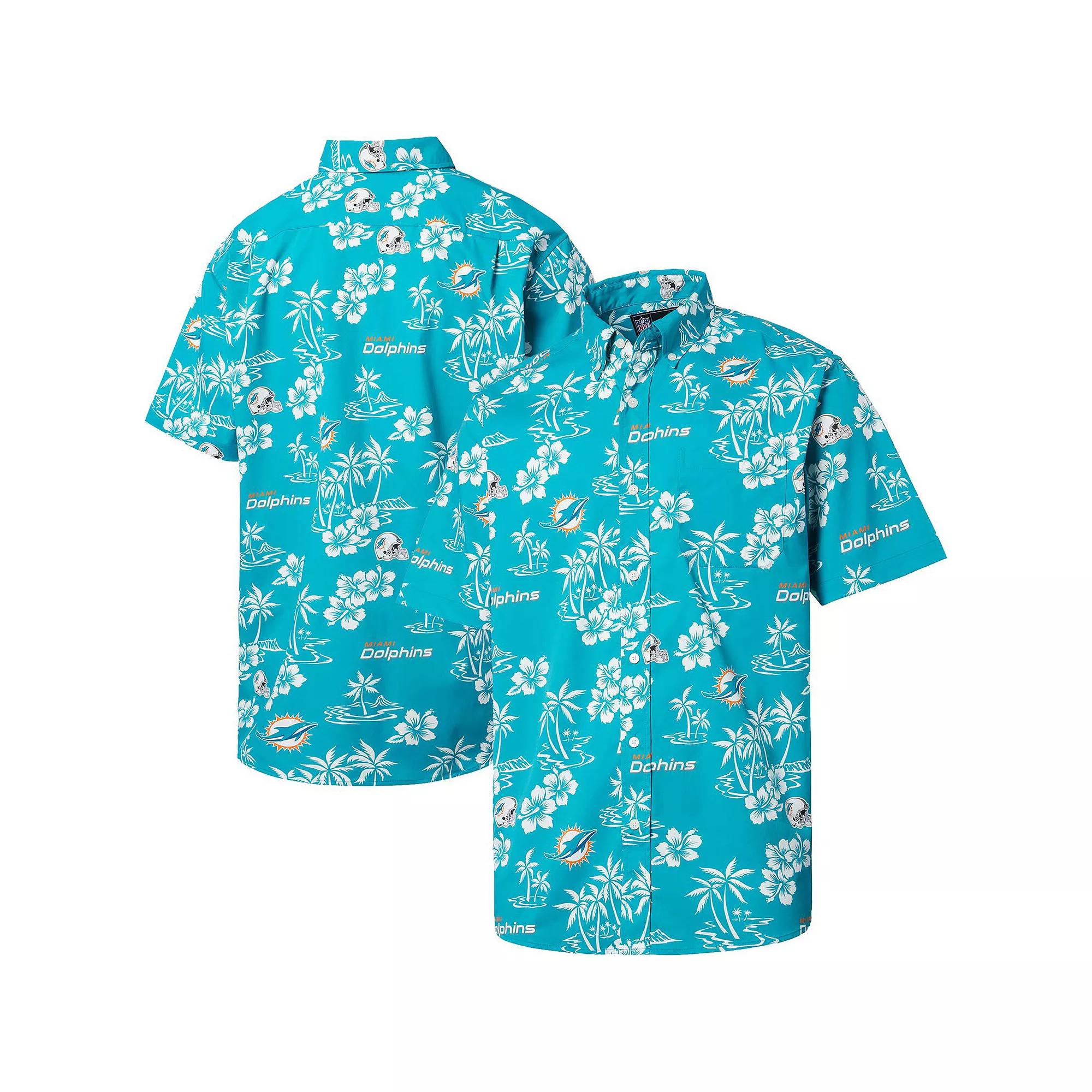 Men's Reyn Spooner Aqua Miami Dolphins Kekai Button-Up Shirt,  Product Image