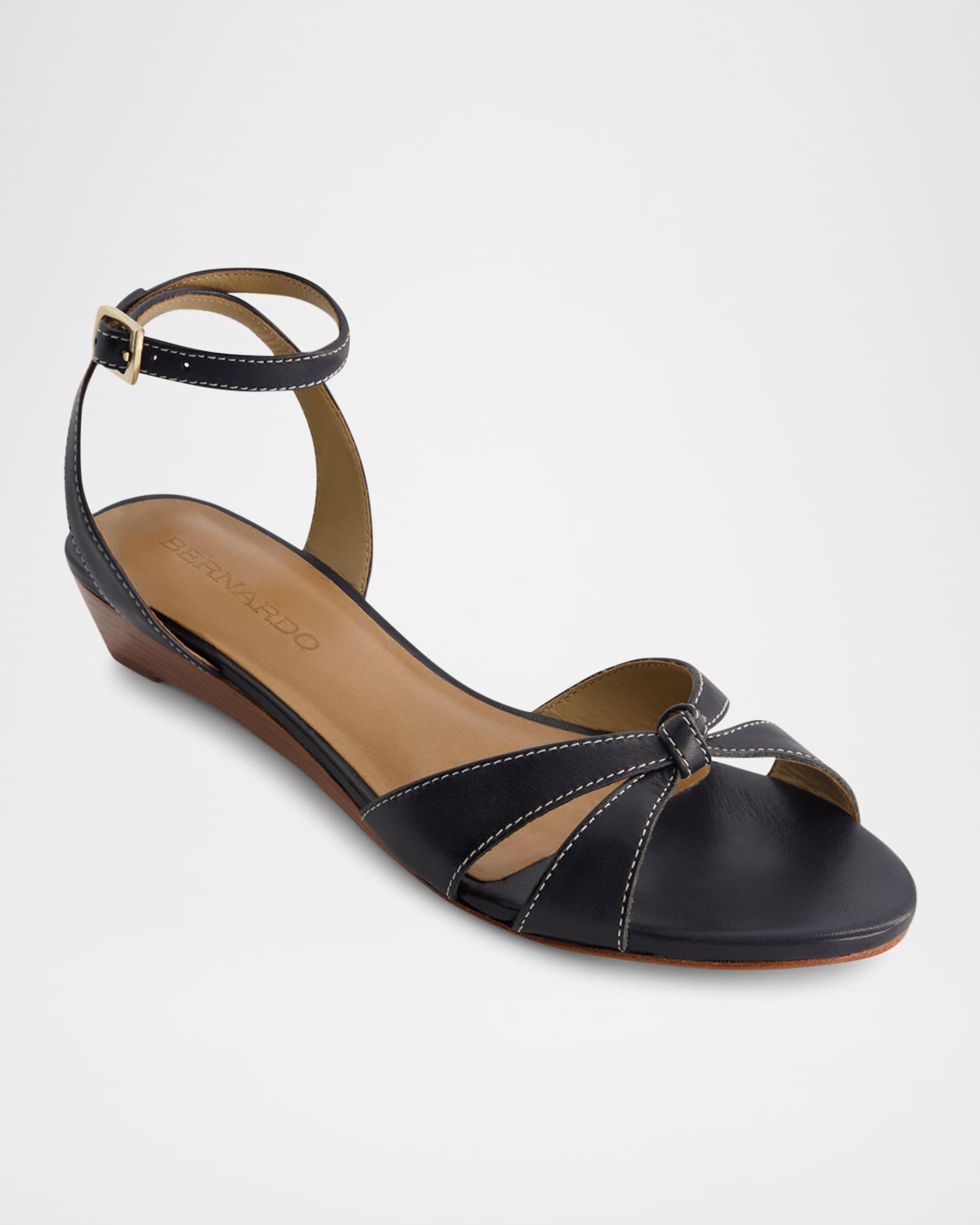 Garcel Leather Knot Wedge Sandals Product Image